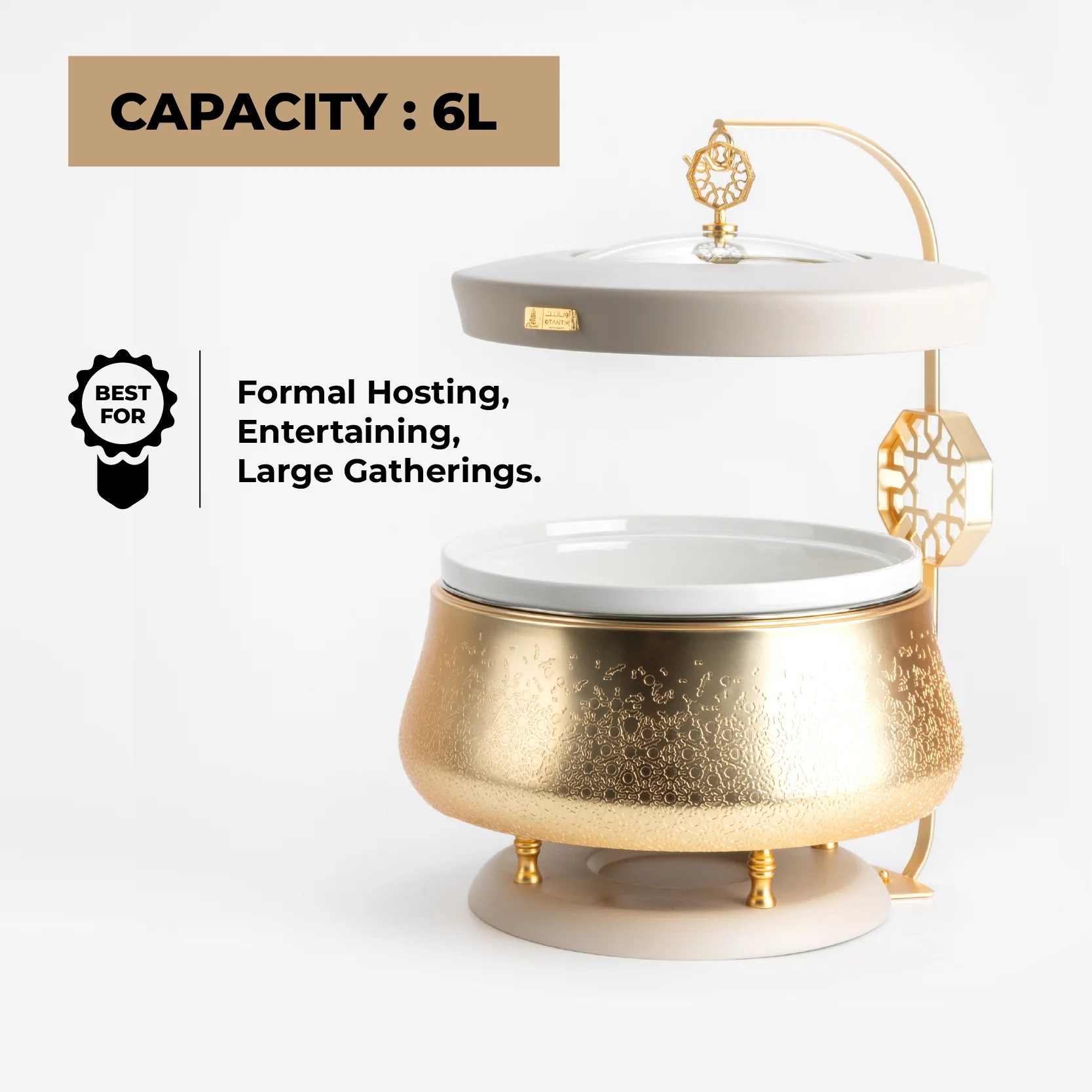 Nourhan -  6 Liters Chafer - Gold & Beige - Image 3