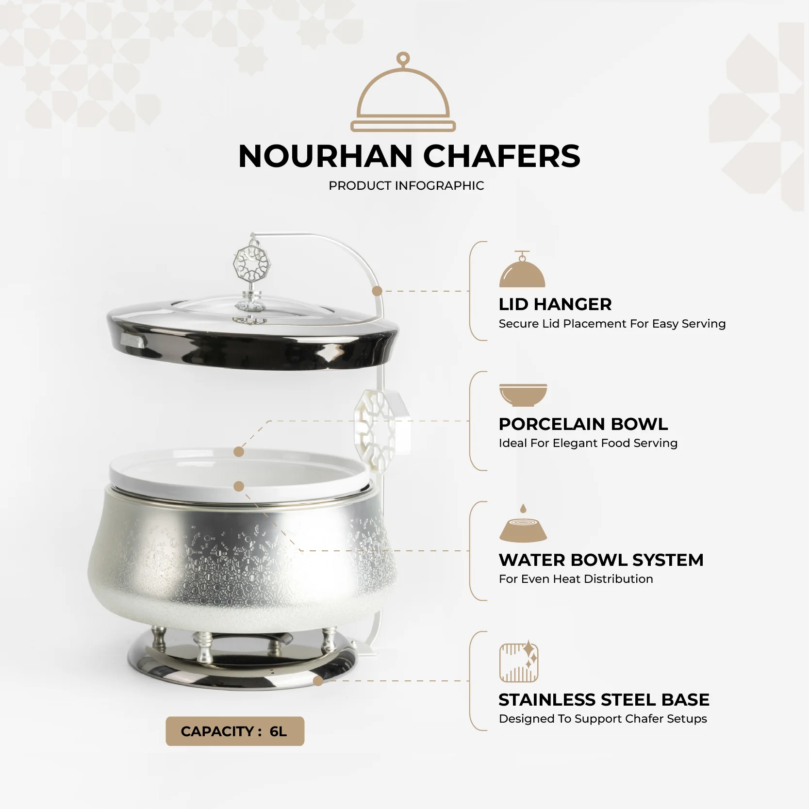 Nourhan -  6 Liters Chafer - Silver - Image 2