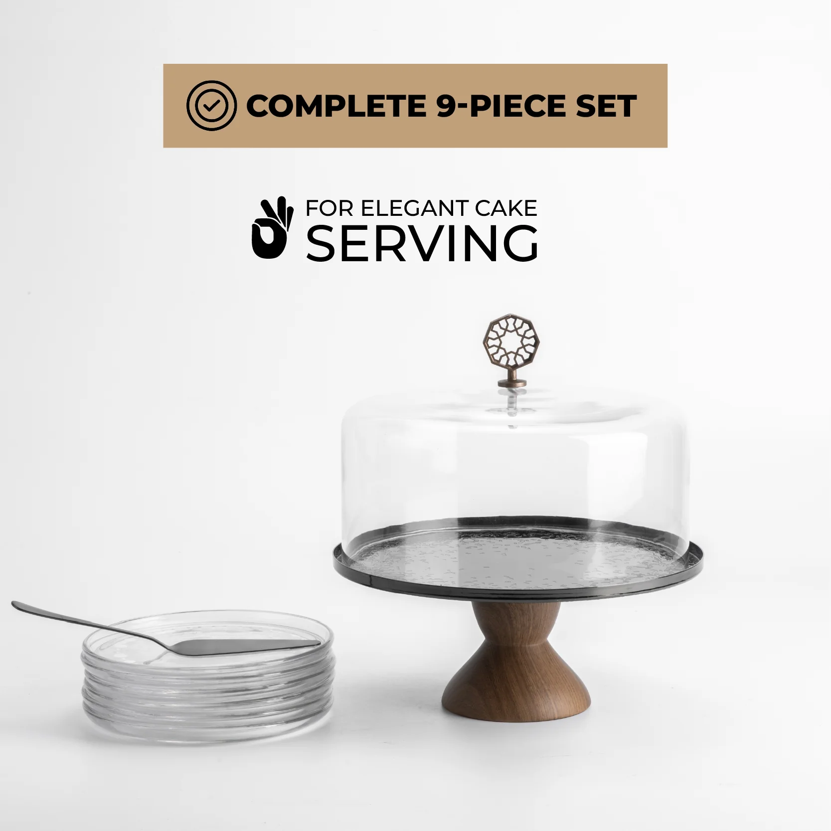Nourhan - Cake Set (9-Pc) - Black Walnut - Image 5