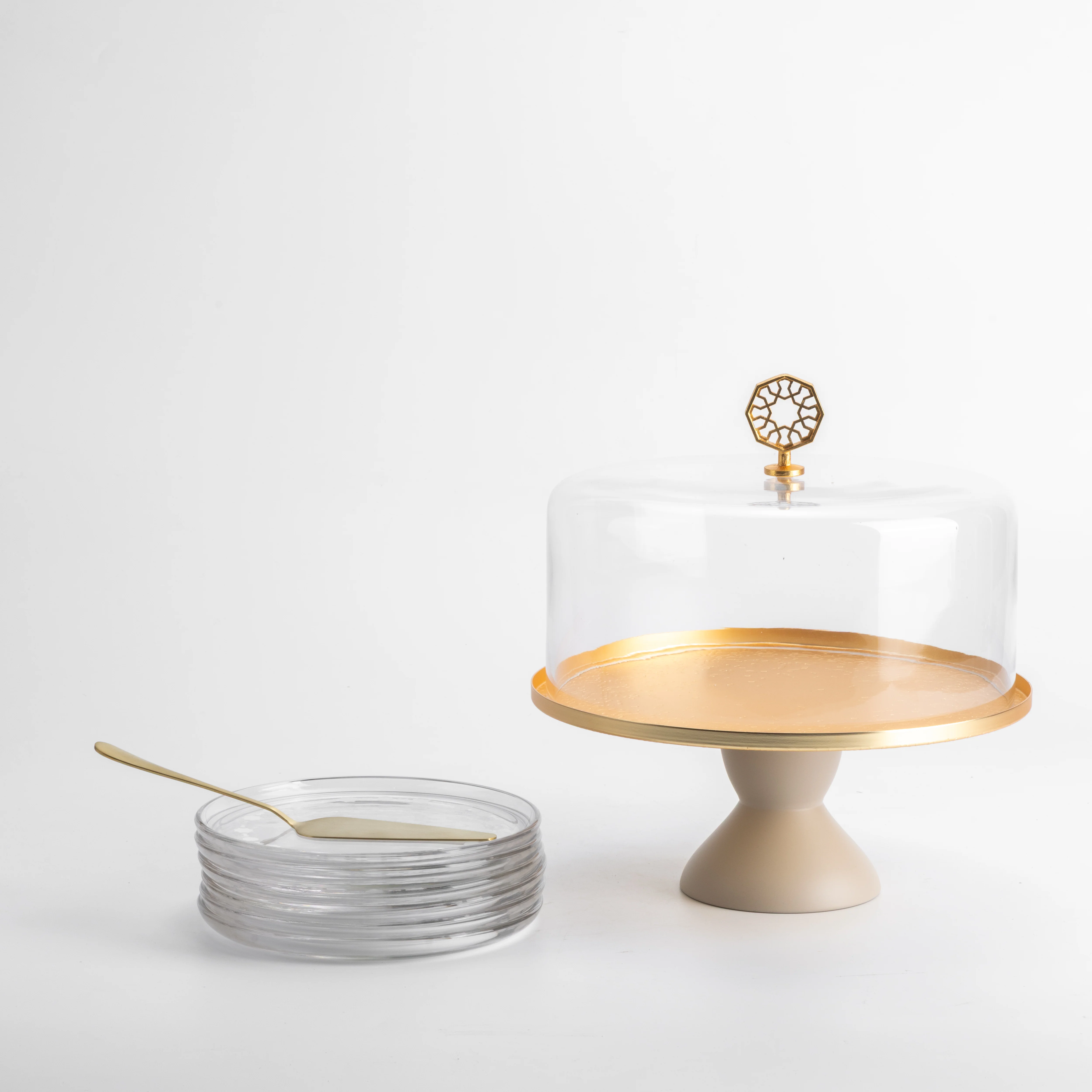 Nourhan - Cake Set (9-Pc) - Matt Gold & Beige - Image 10