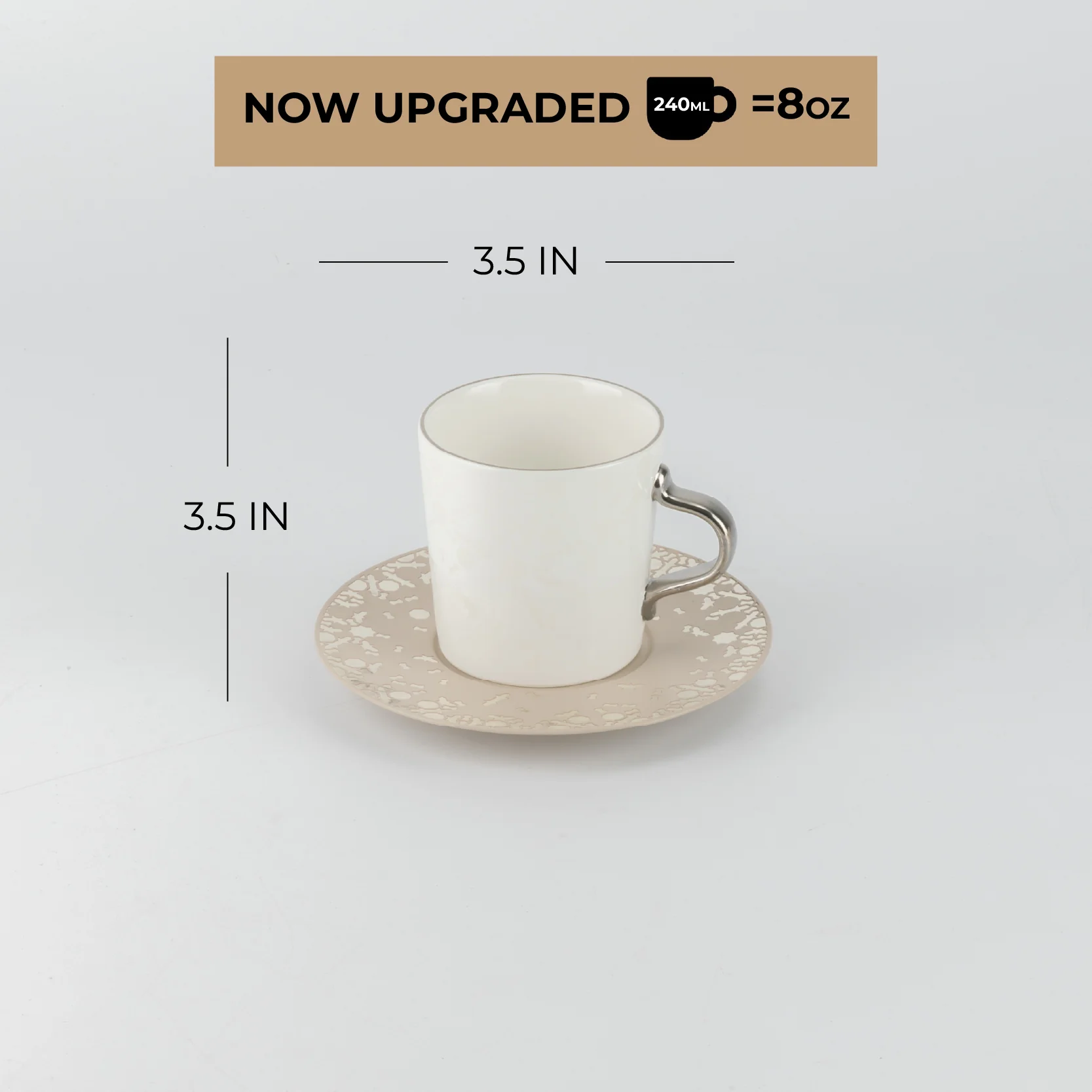 Nourhan - Cappuccino Set (12-Pc)  - Beige & Silver - Image 4