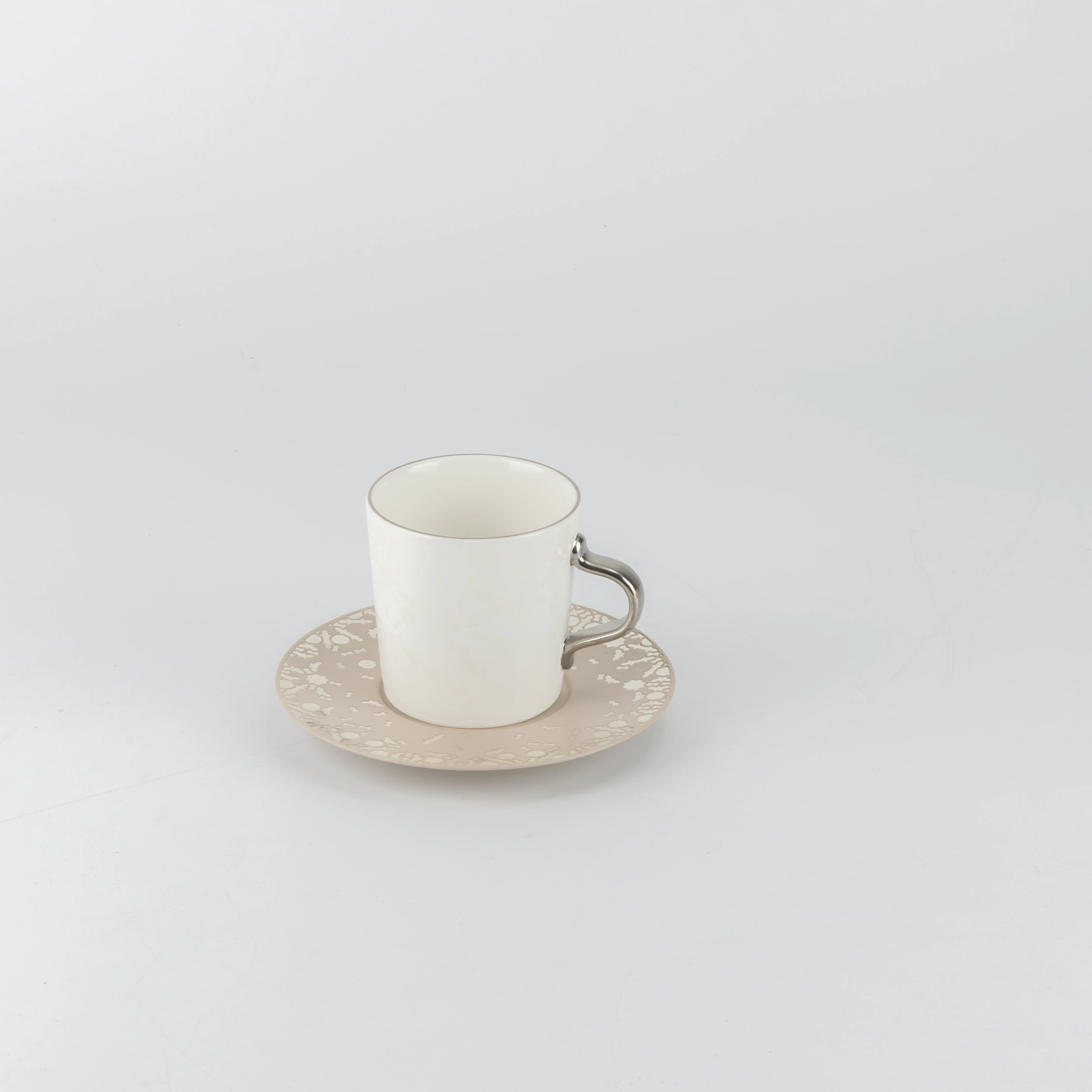 Nourhan - Cappuccino Set (12-Pc)  - Beige & Silver - Image 5