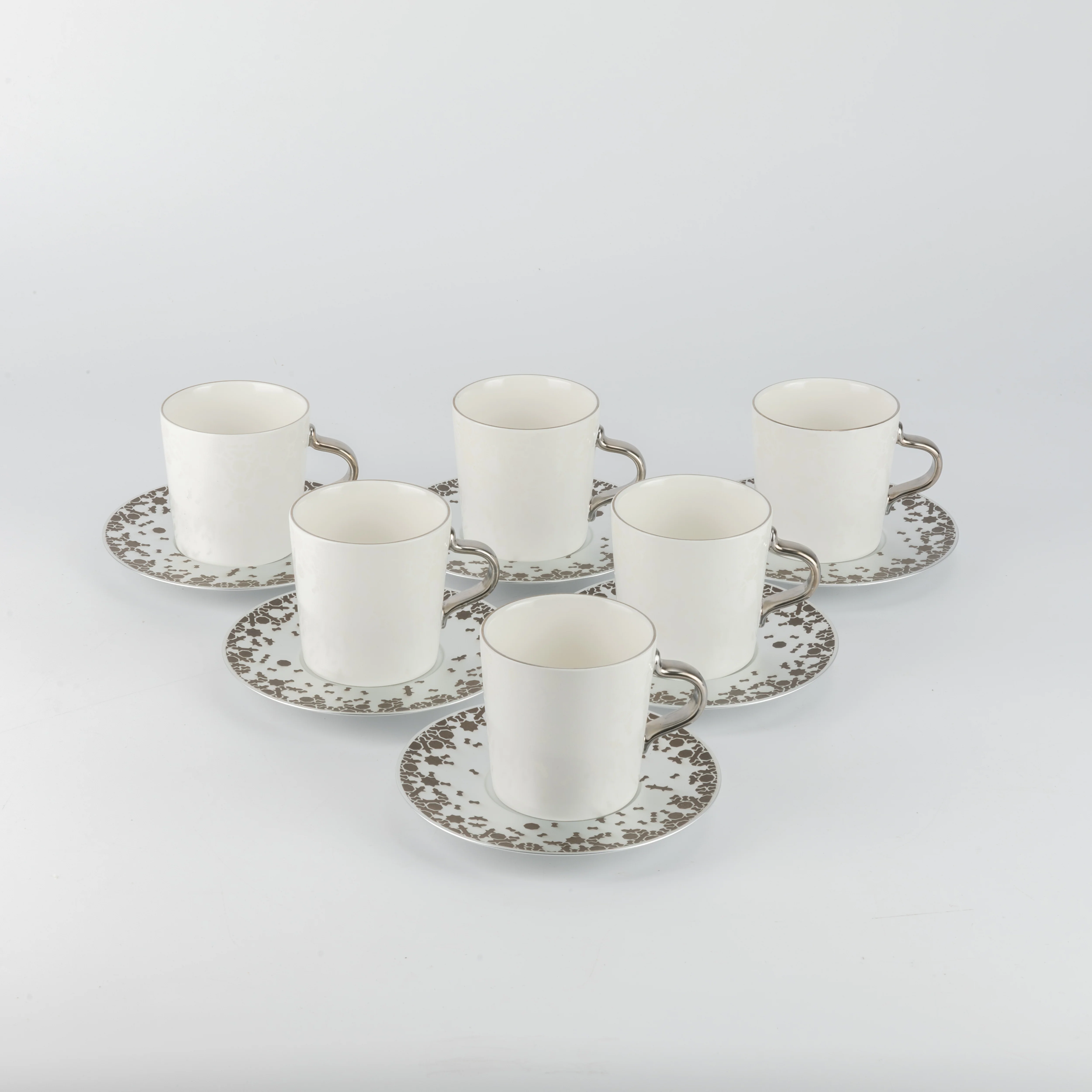 Nourhan - Cappuccino Set (12-Pc) - Bronze & Silver - Image 7