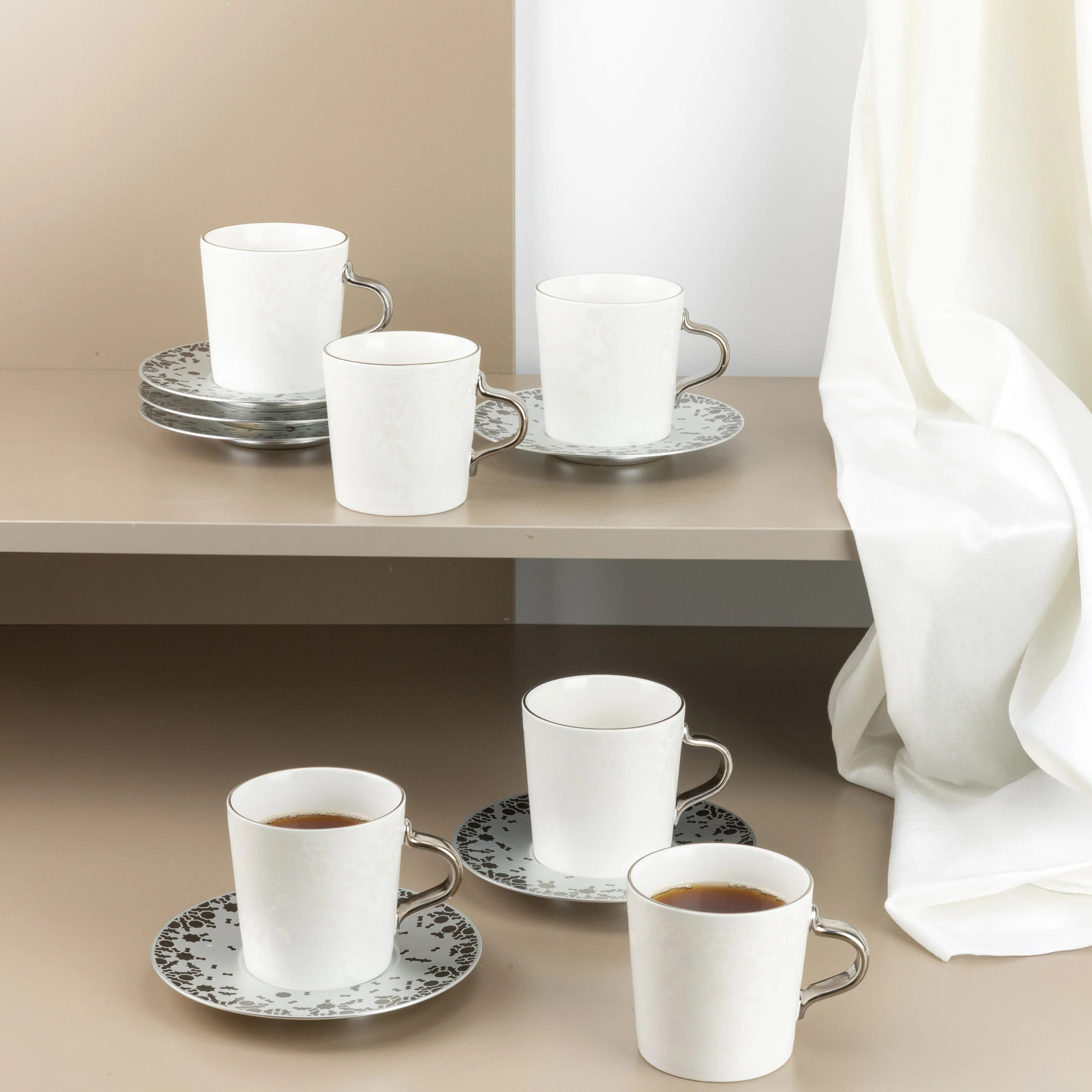 Nourhan - Cappuccino Set (12-Pc) - Silver