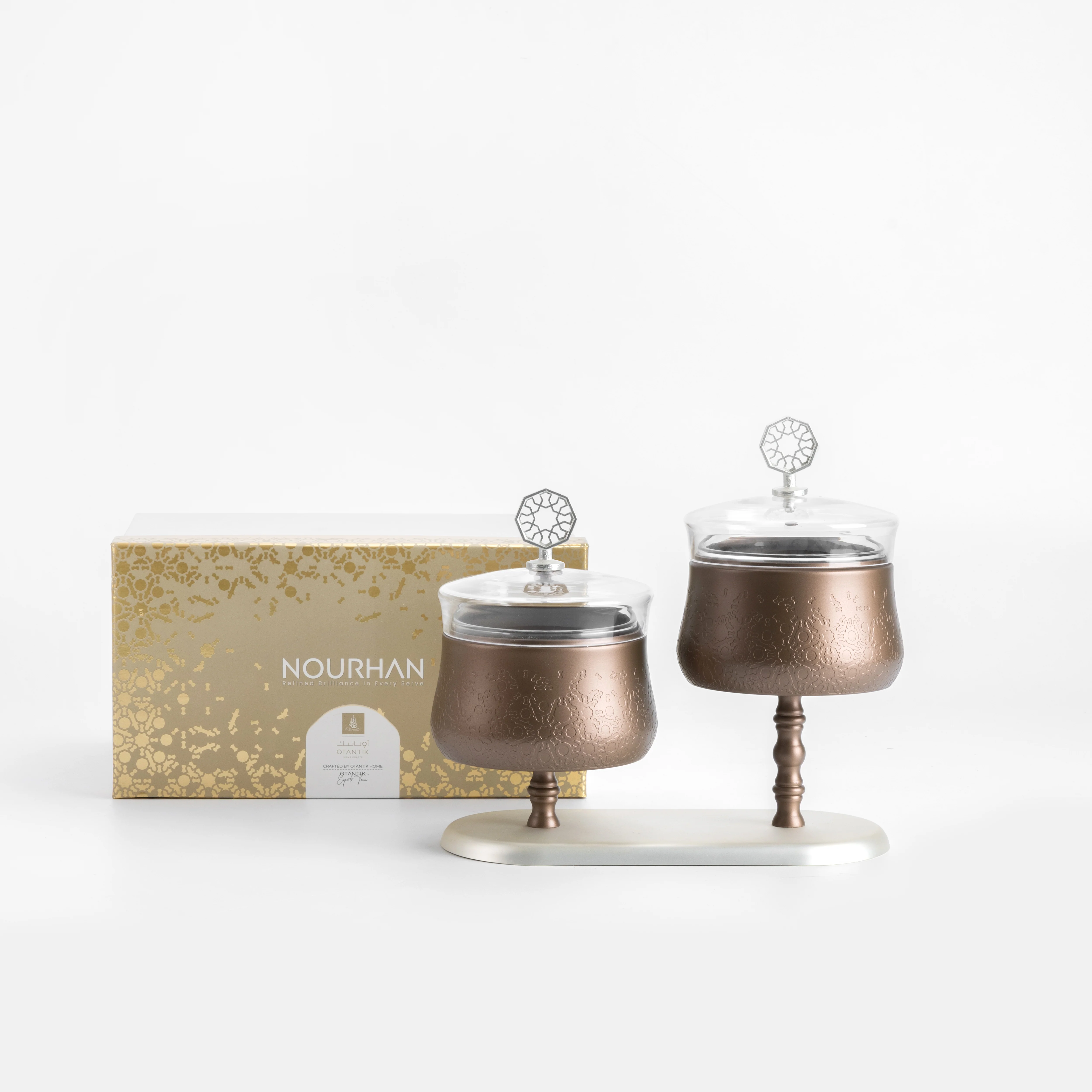 Nourhan - Dual Bowl Serving Set - Bronze & Silver - Image 6