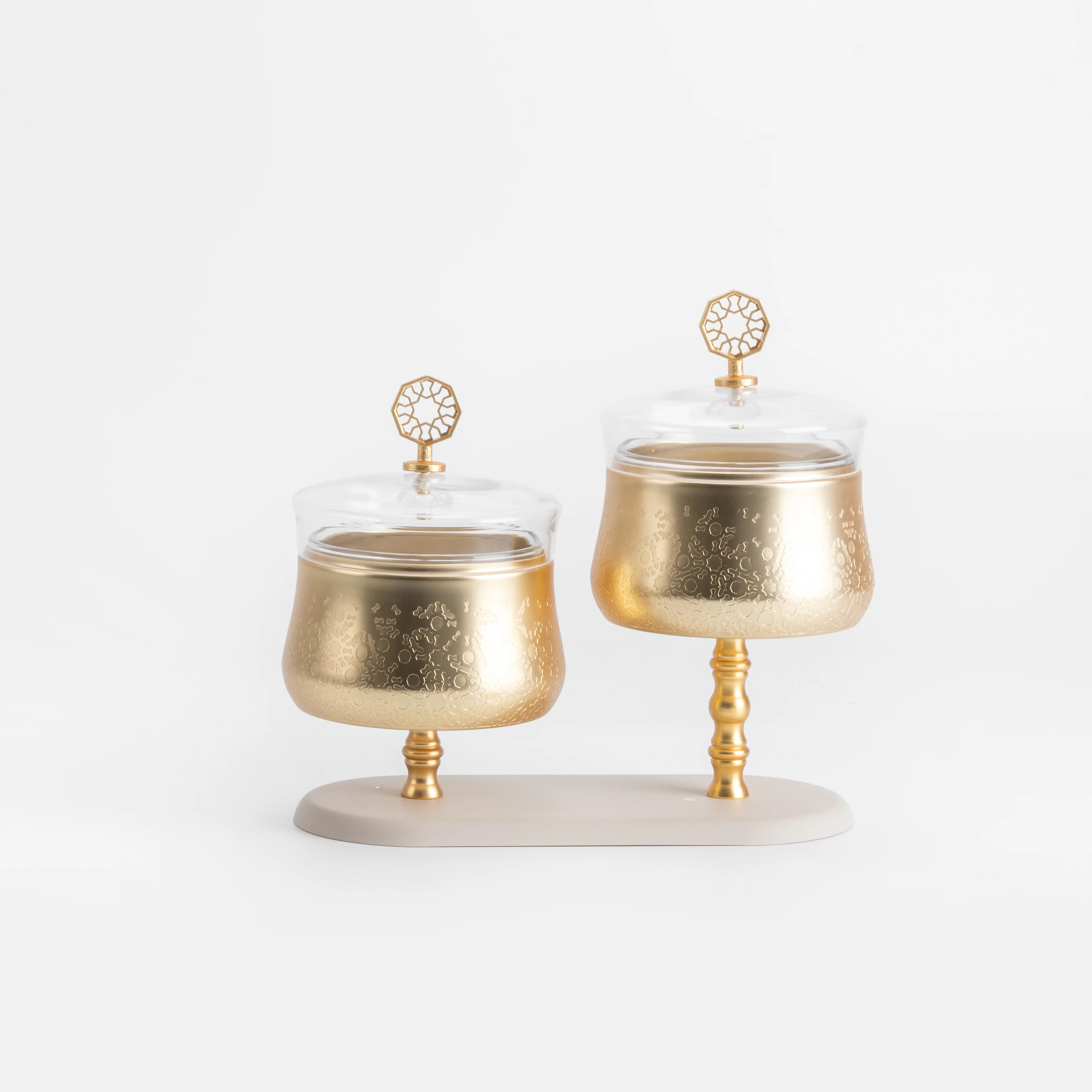 Nourhan - Dual Bowl Serving Set - Gold & Beige - Image 5