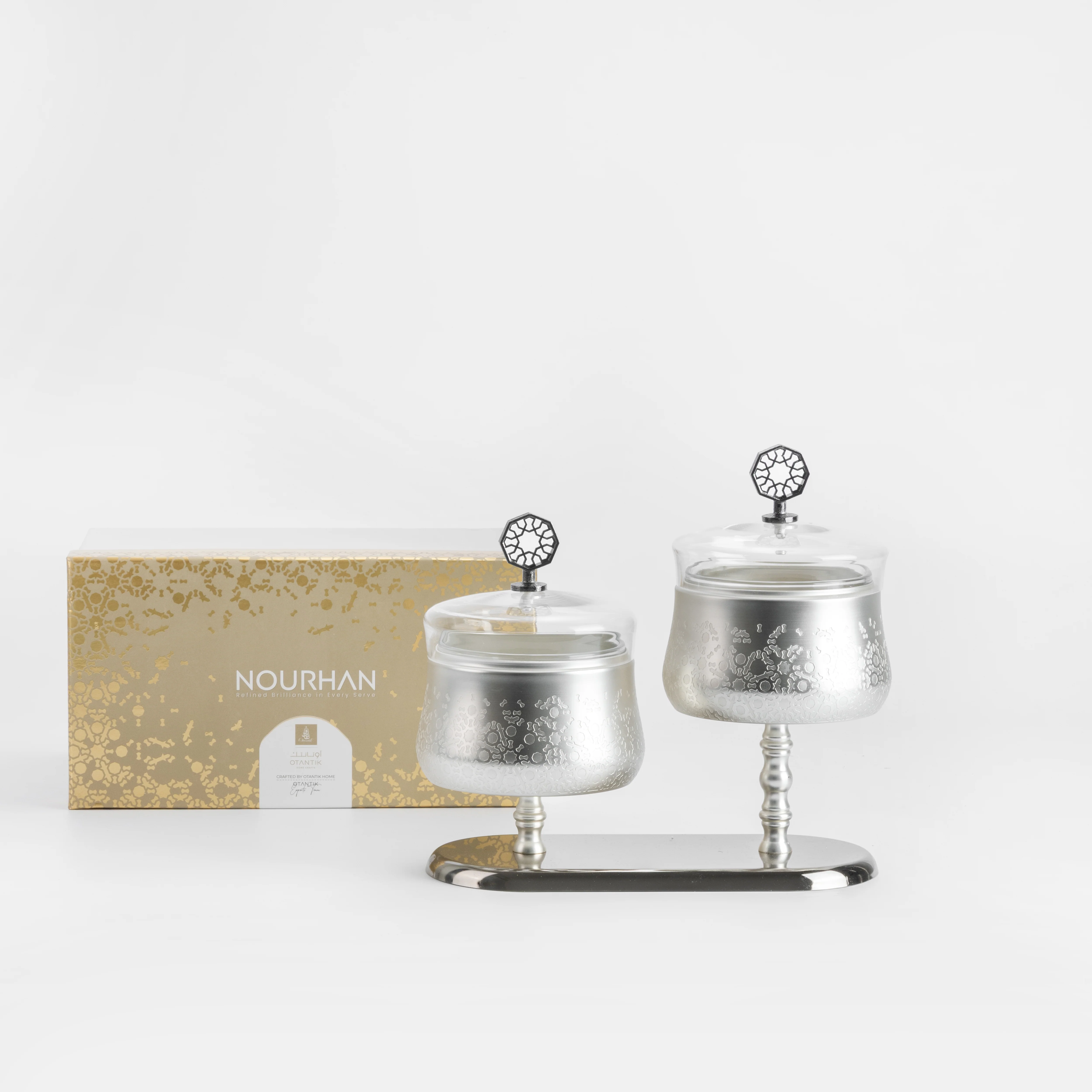 Nourhan - Dual Bowl Serving Set - Silver - Image 4