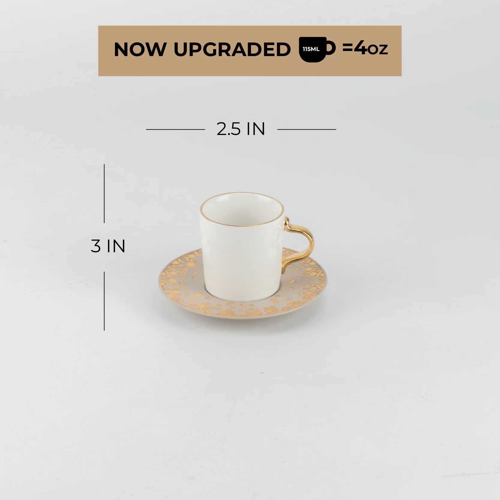 Nourhan - Espresso/Turkish Coffee Set (12-Pc) - Gold & Beige - Image 3