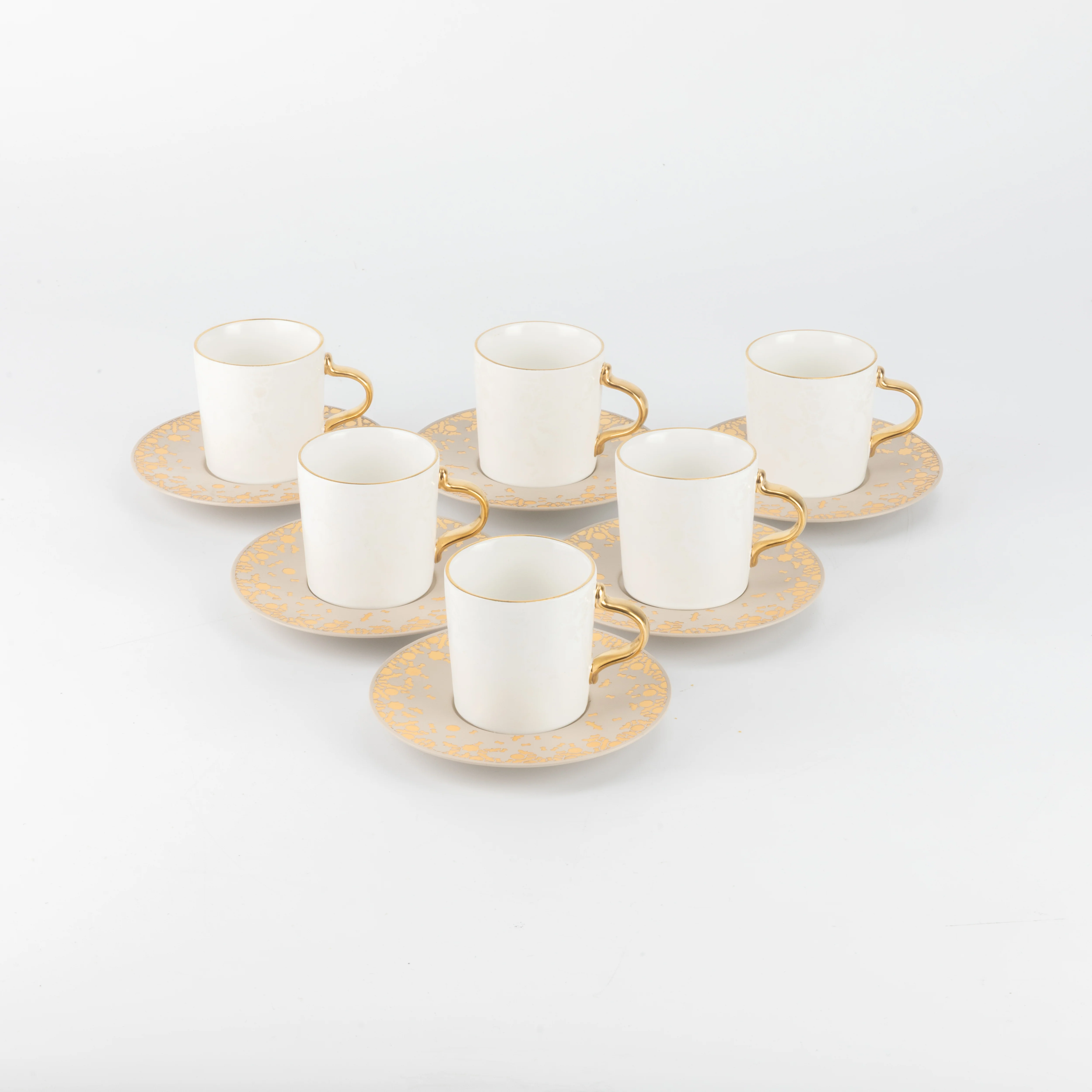 Nourhan - Espresso/Turkish Coffee Set (12-Pc) - Gold & Beige - Image 4