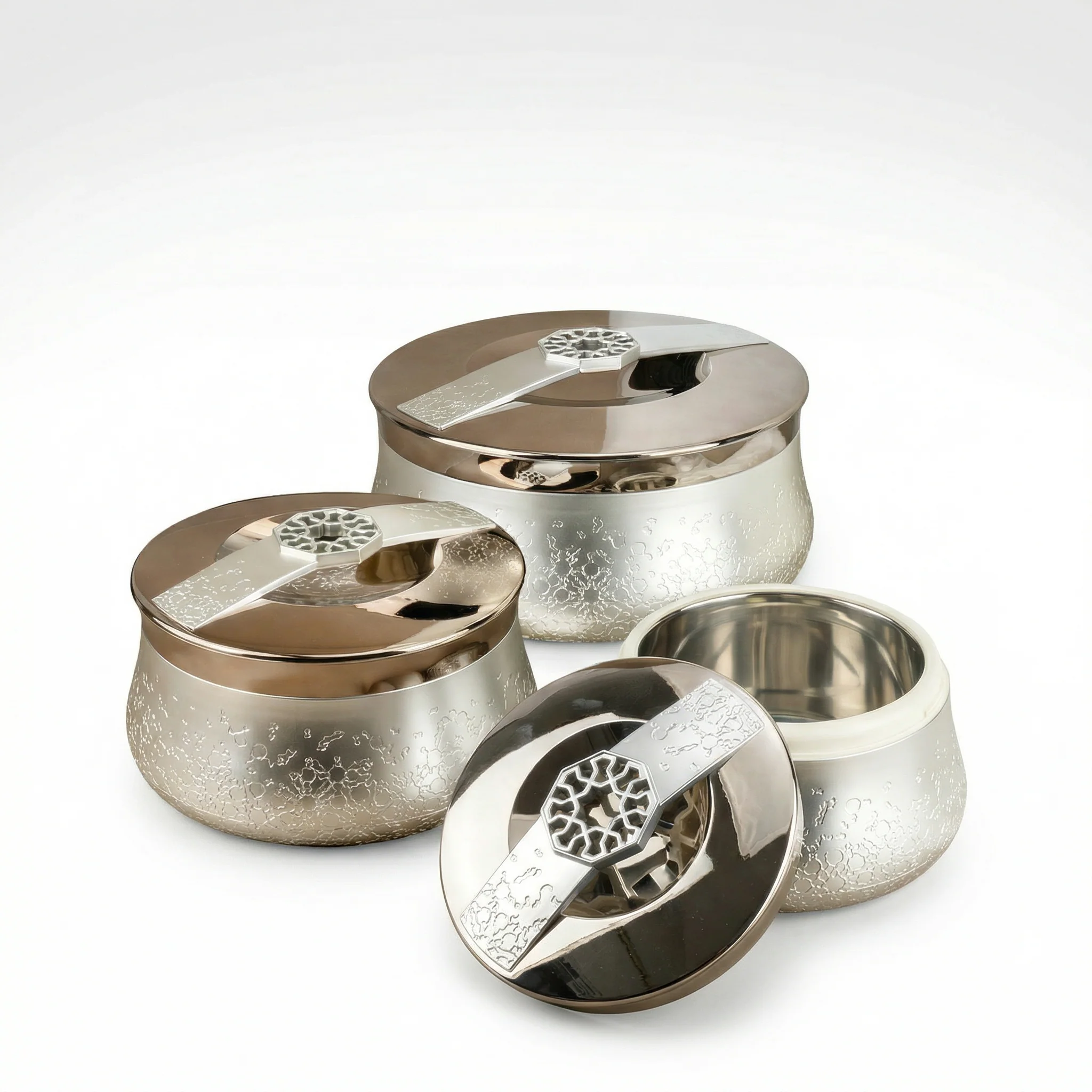 Nourhan - Food Thermos/ Warm Serv (Set of 3) - Silver - Image 3