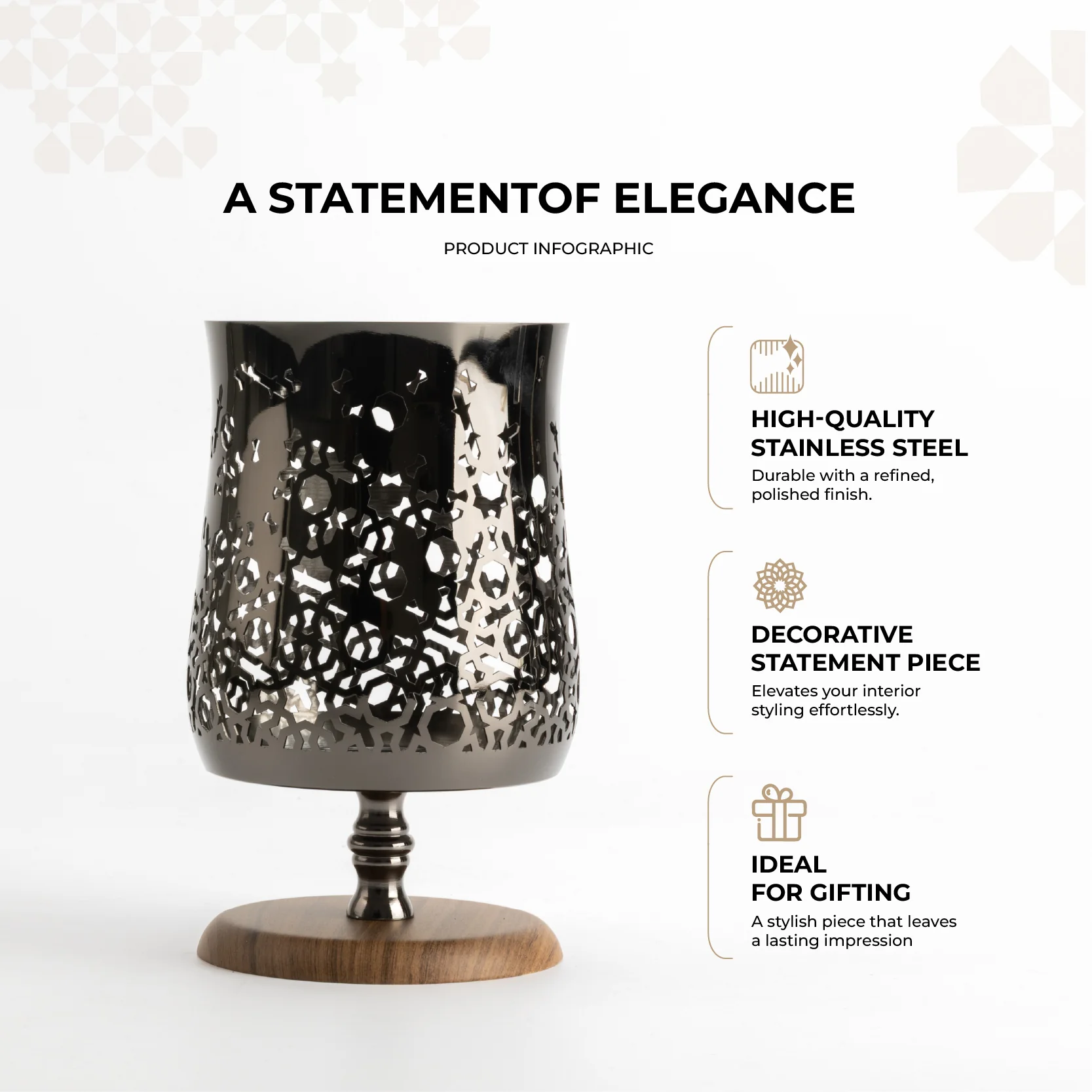 Nourhan - Large Candle Holder - Black Walnut - Image 3