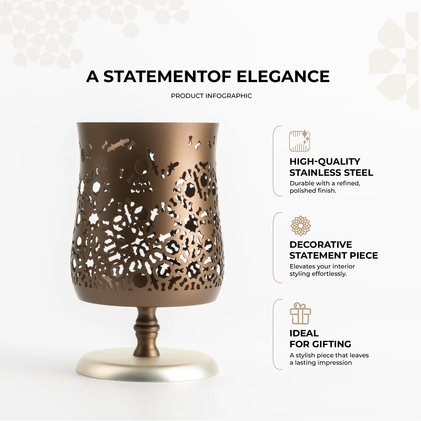 Nourhan - Large Candle Holder - Bronze & Silver - Image 3