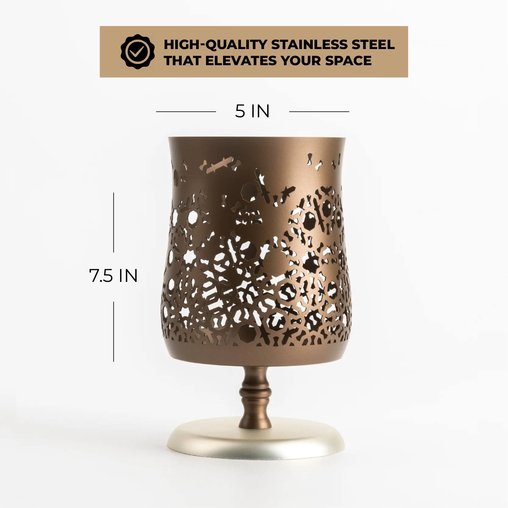 Nourhan - Large Candle Holder - Bronze & Silver - Image 4