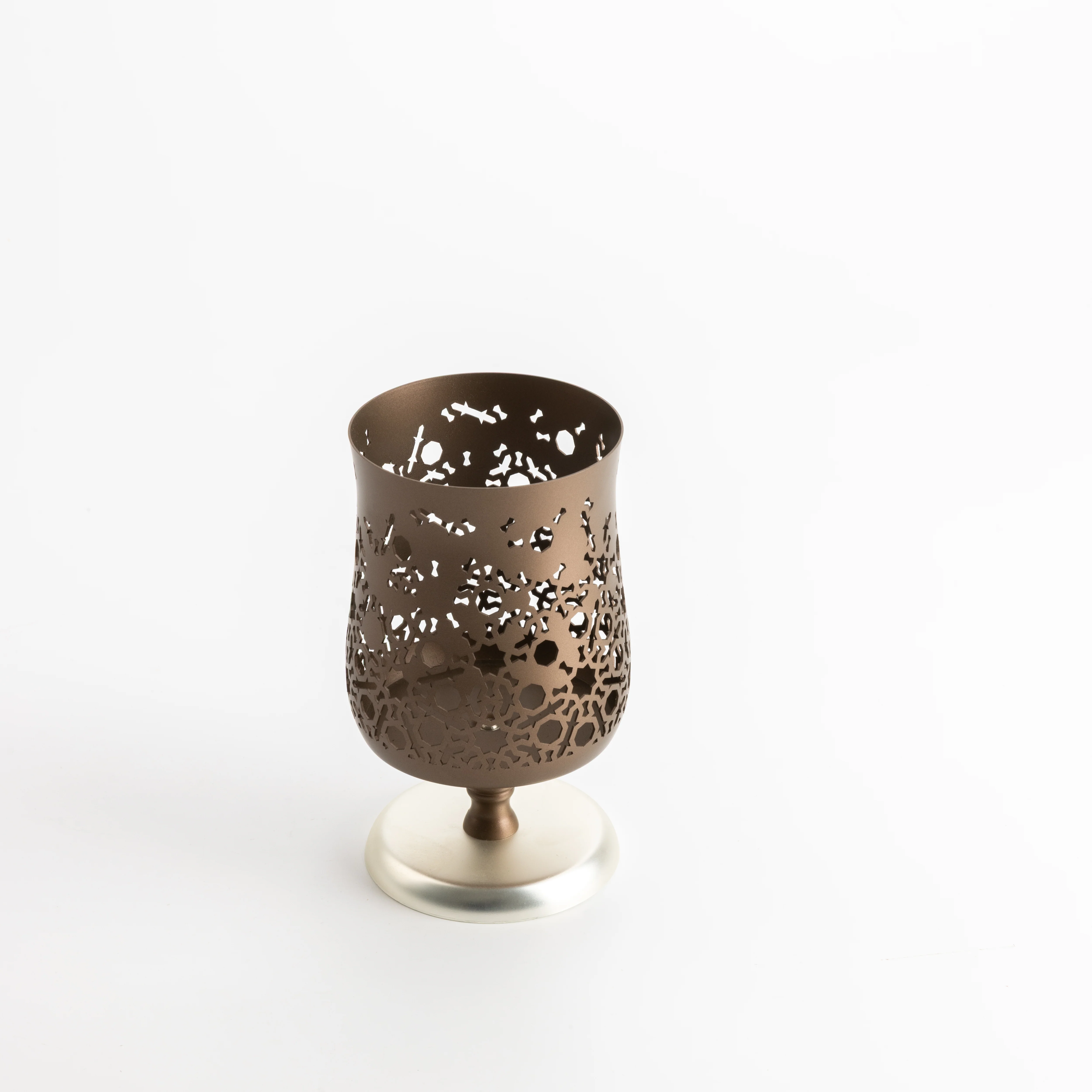 Nourhan - Medium Candle Holder  - Bronze & Silver - Image 4