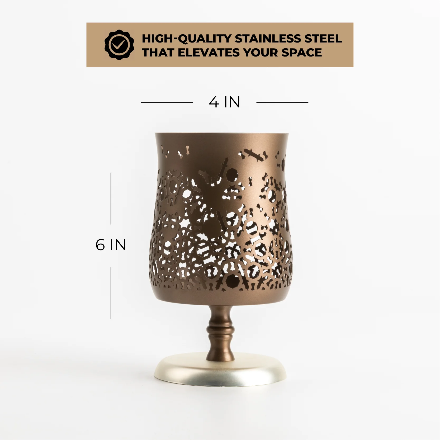 Nourhan - Medium Candle Holder  - Bronze & Silver - Image 5