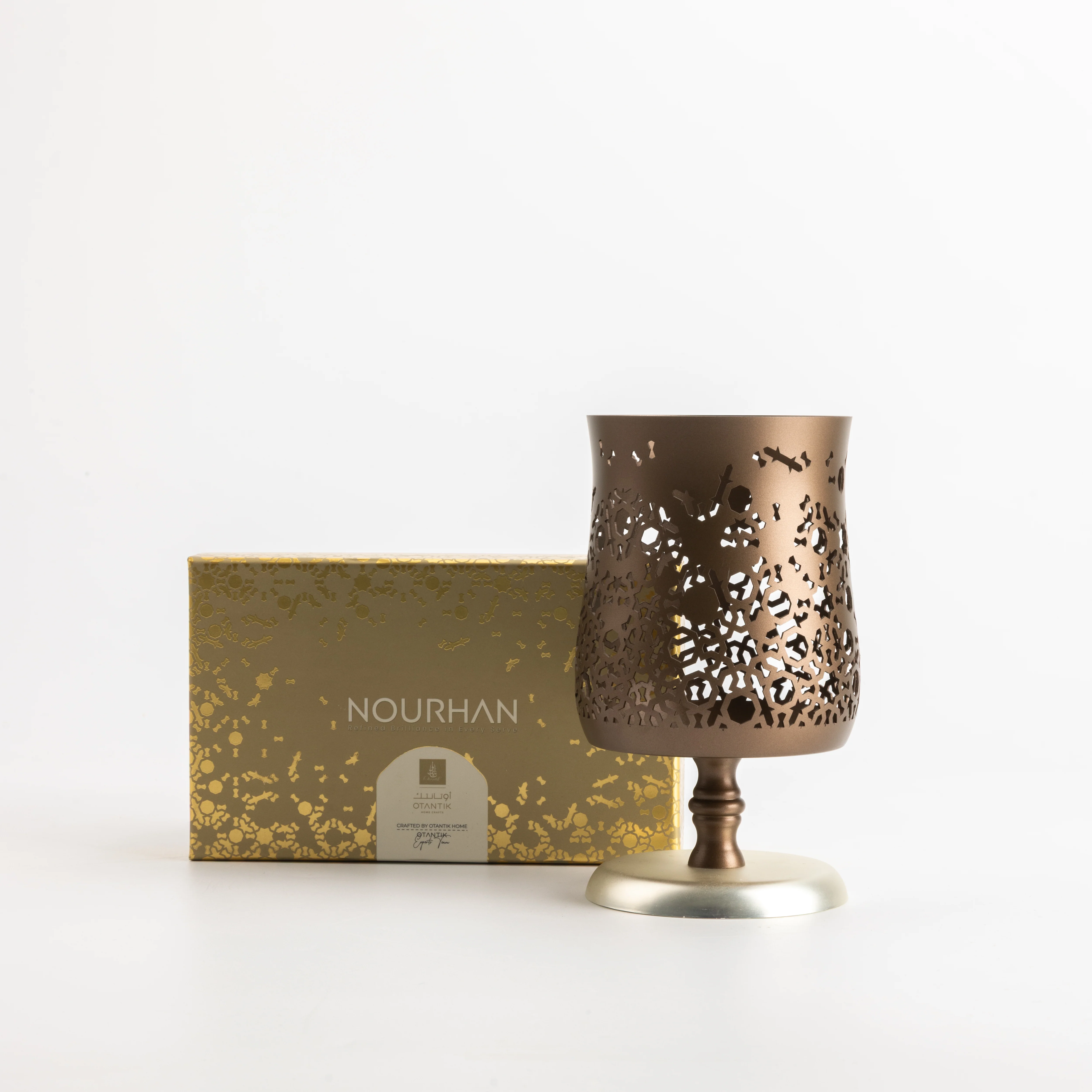Nourhan - Medium Candle Holder  - Bronze & Silver - Image 8