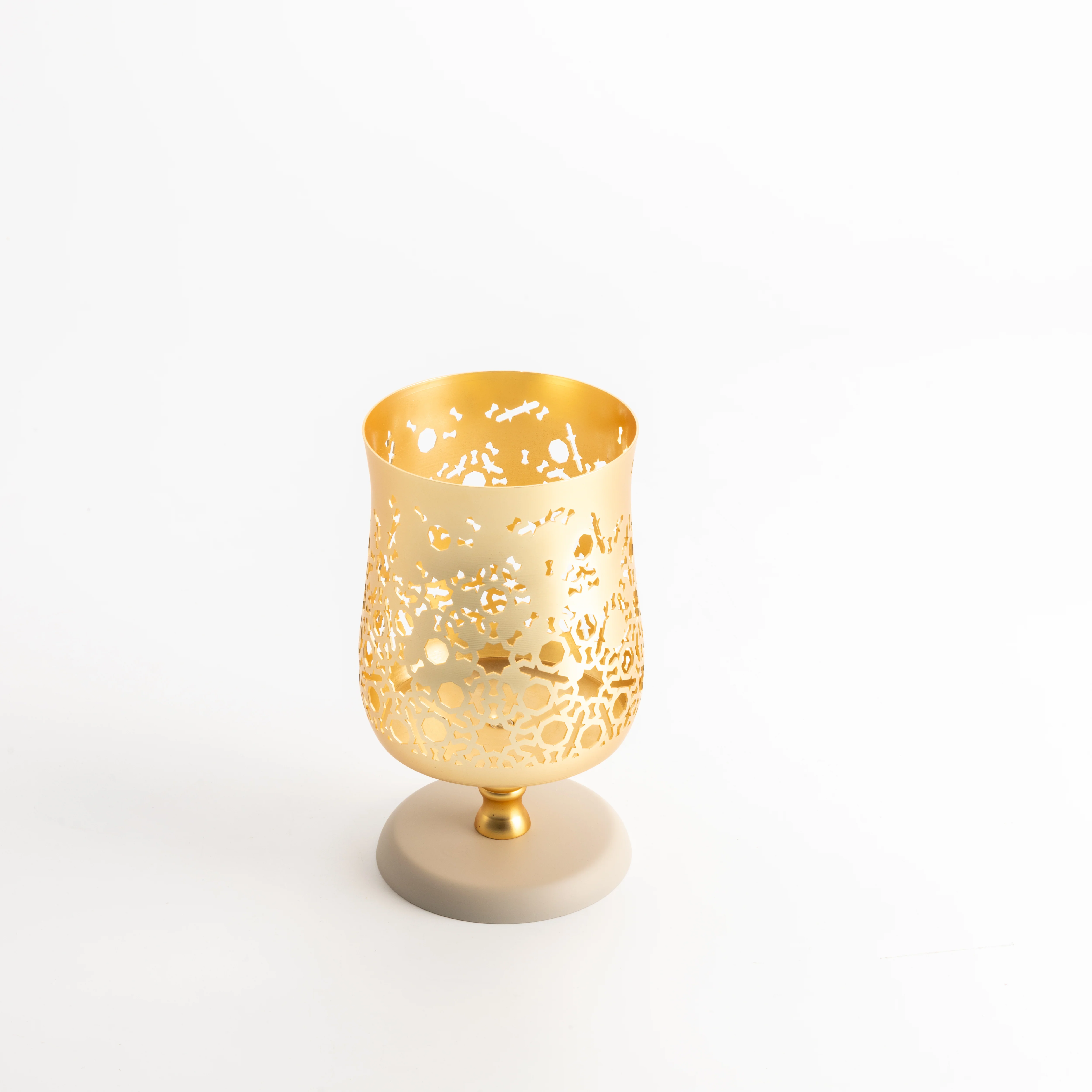 Nourhan - Medium Candle  Holder - Gold & Beige - Image 4