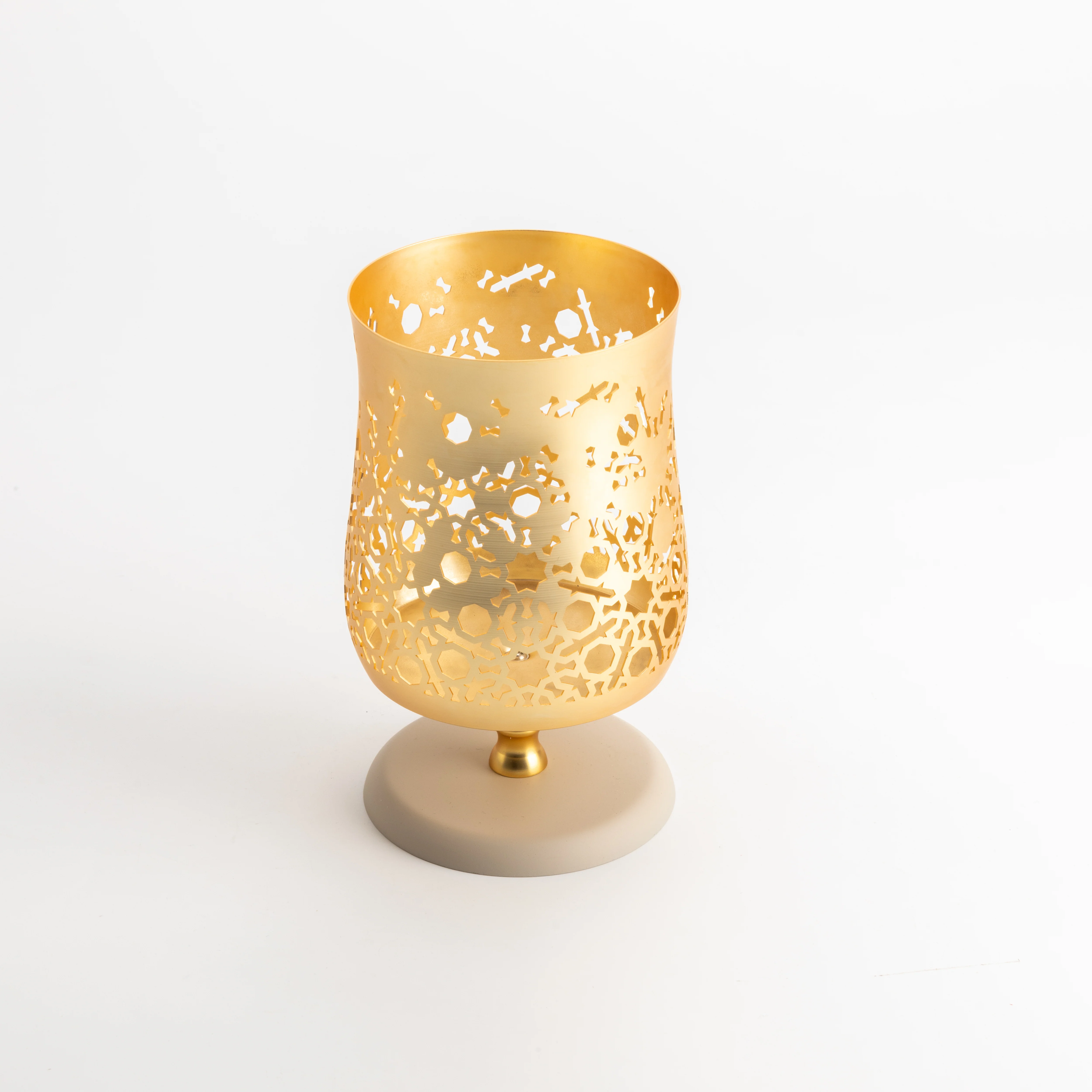 Nourhan - Medium Candle  Holder - Gold & Beige - Image 6