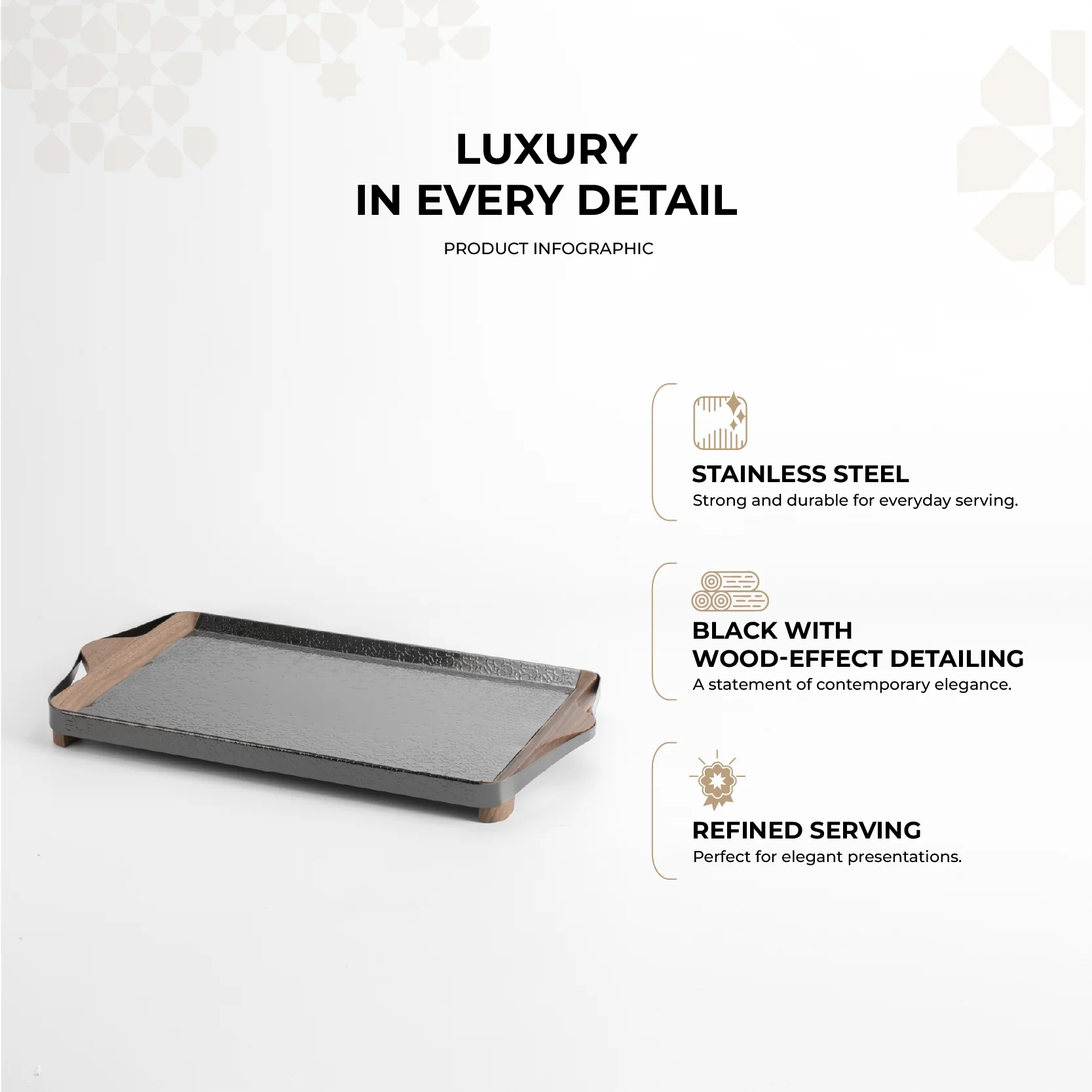 Nourhan- Serving Tray - Back walnut - Image 3