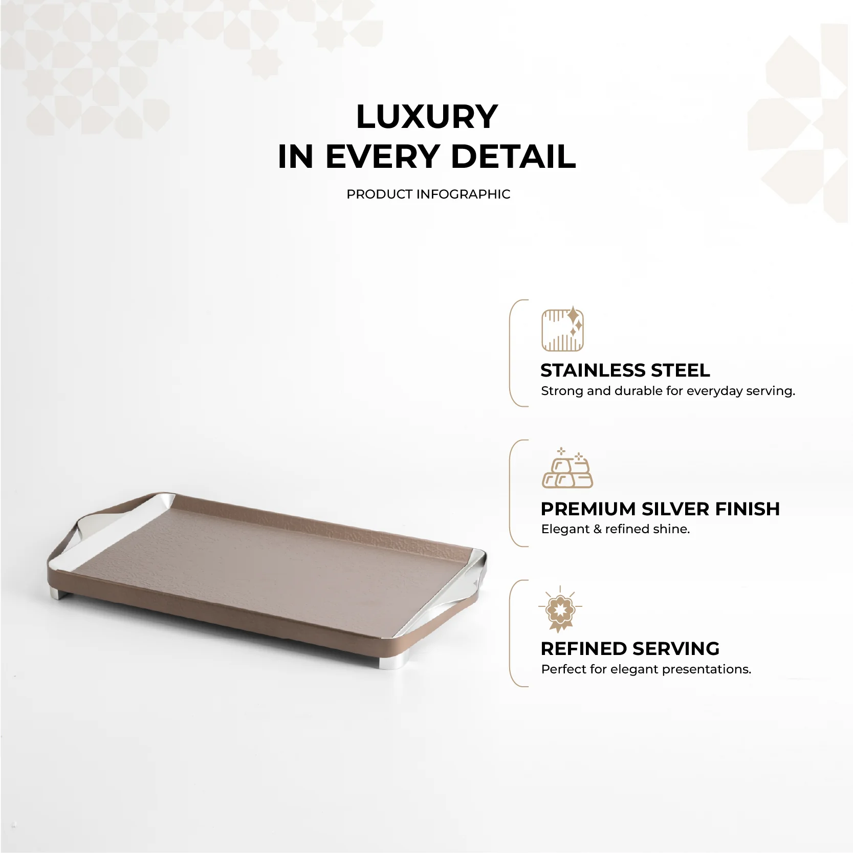 Nourhan- Serving Tray - Bronze & Silver - Image 4