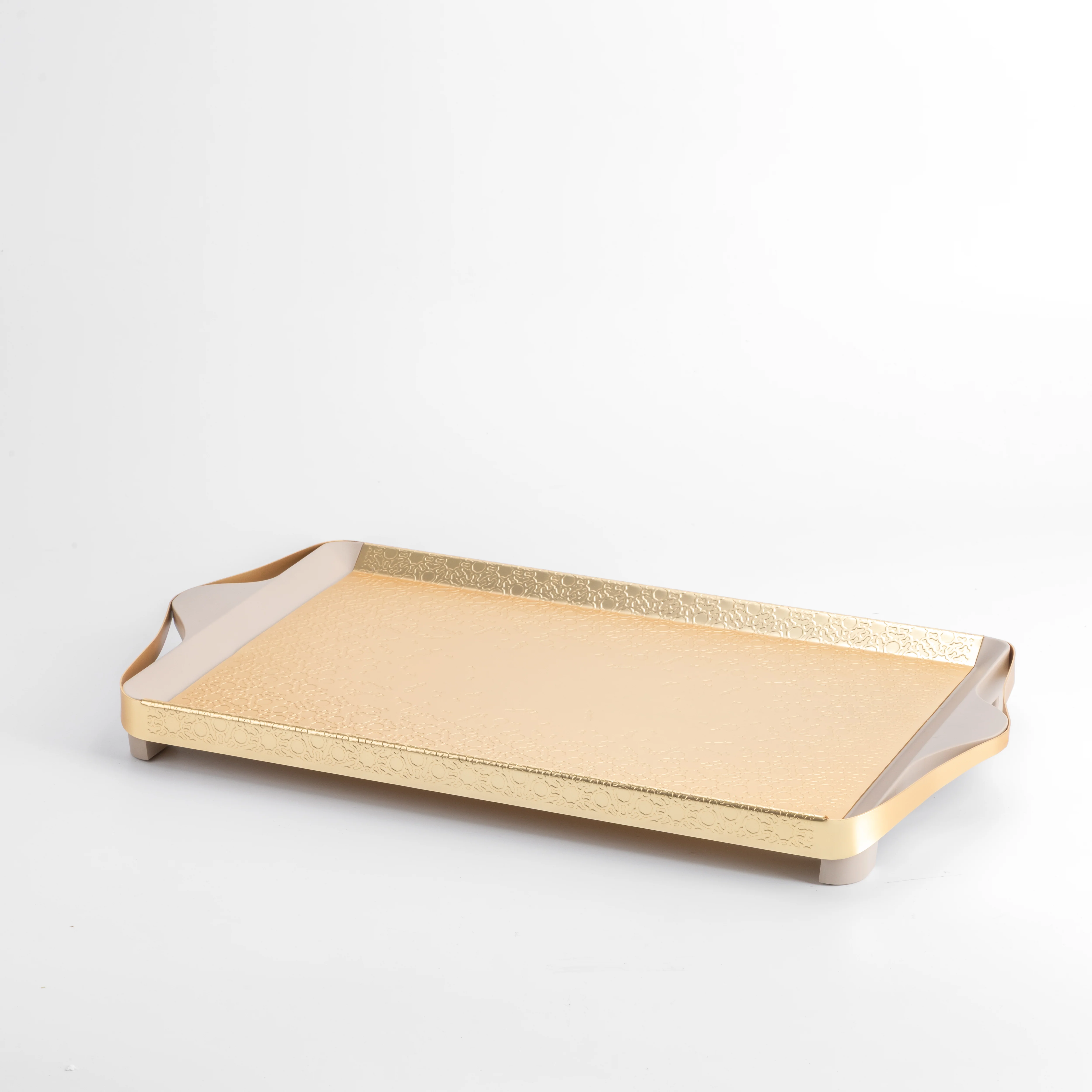 Nourhan- Serving Tray - Gold & Beige - Image 3