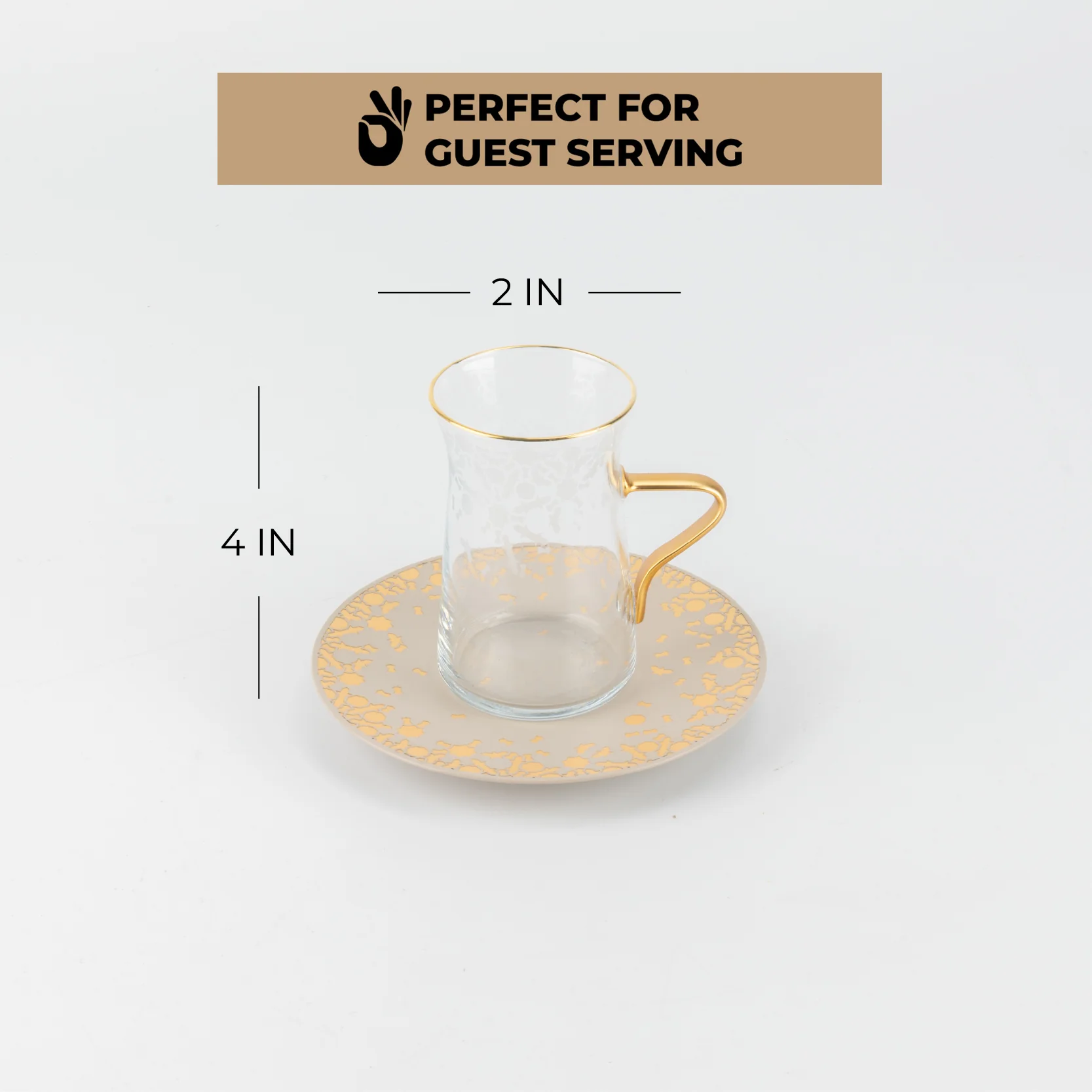 Nourhan -  Tea Set (19-Pc) - Beige & Gold - Image 3