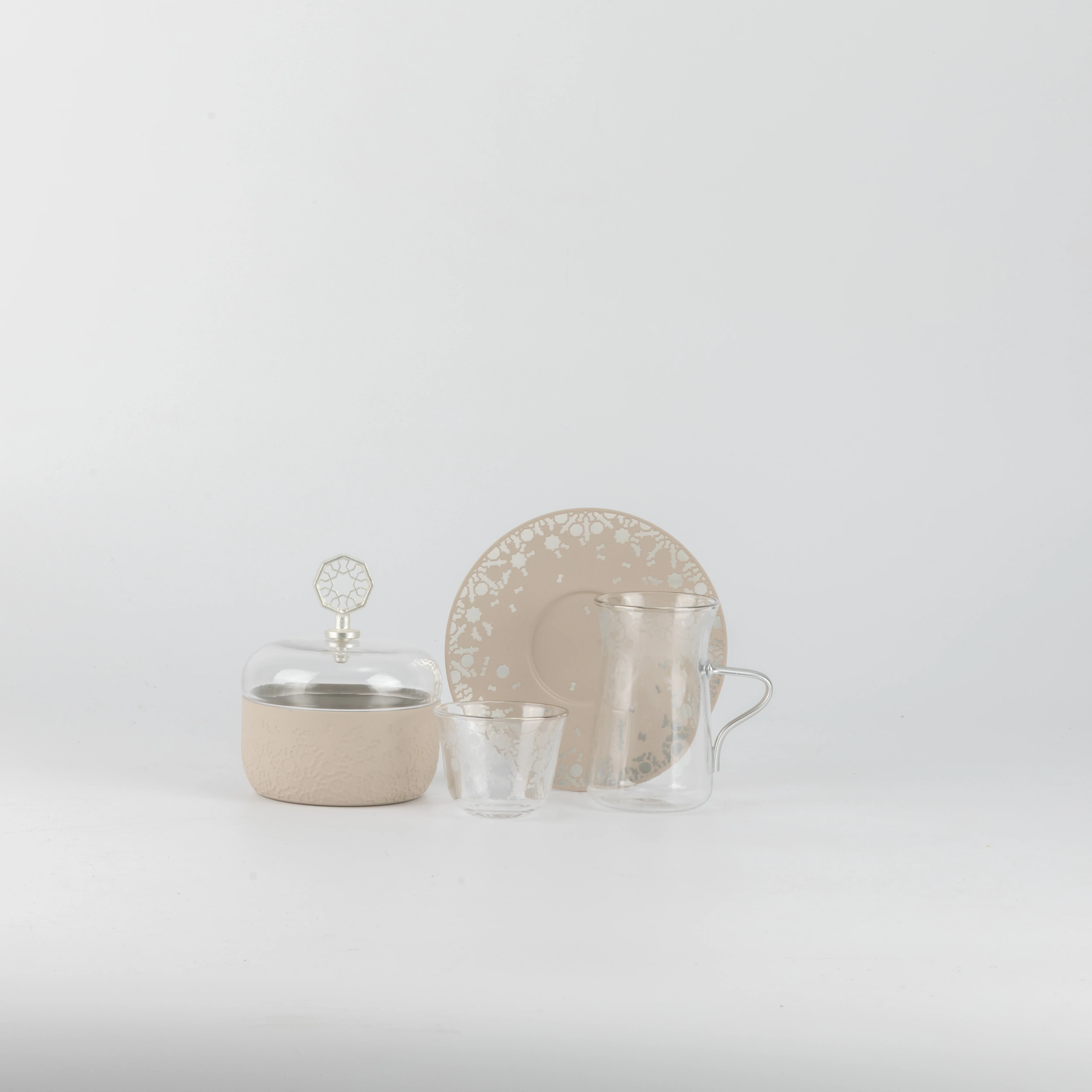 Nourhan -  Tea Set (19-Pc) - Beige & Silver - Image 10