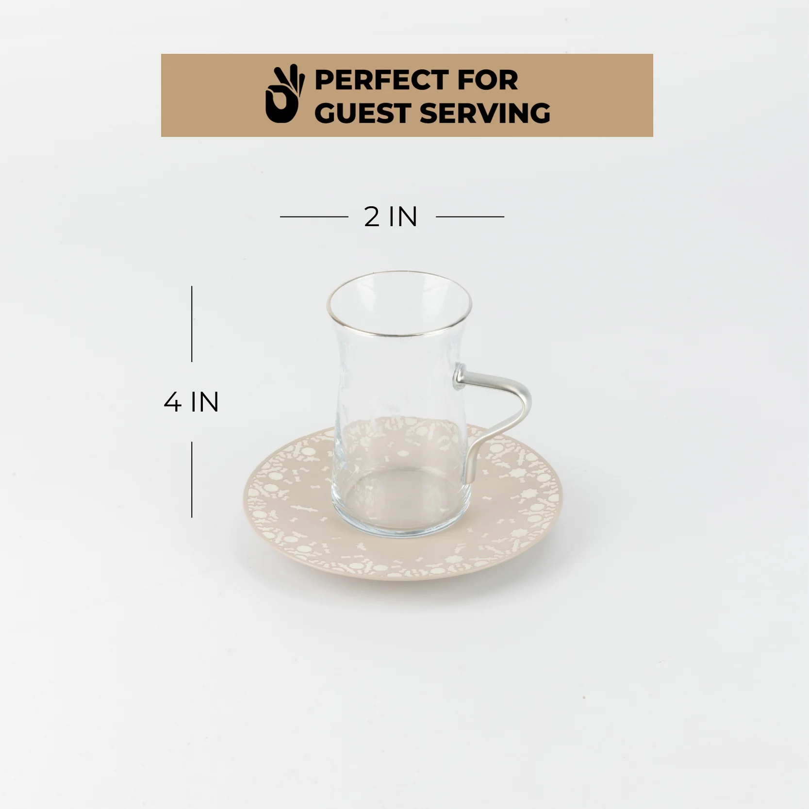 Nourhan -  Tea Set (19-Pc) - Beige & Silver - Image 3