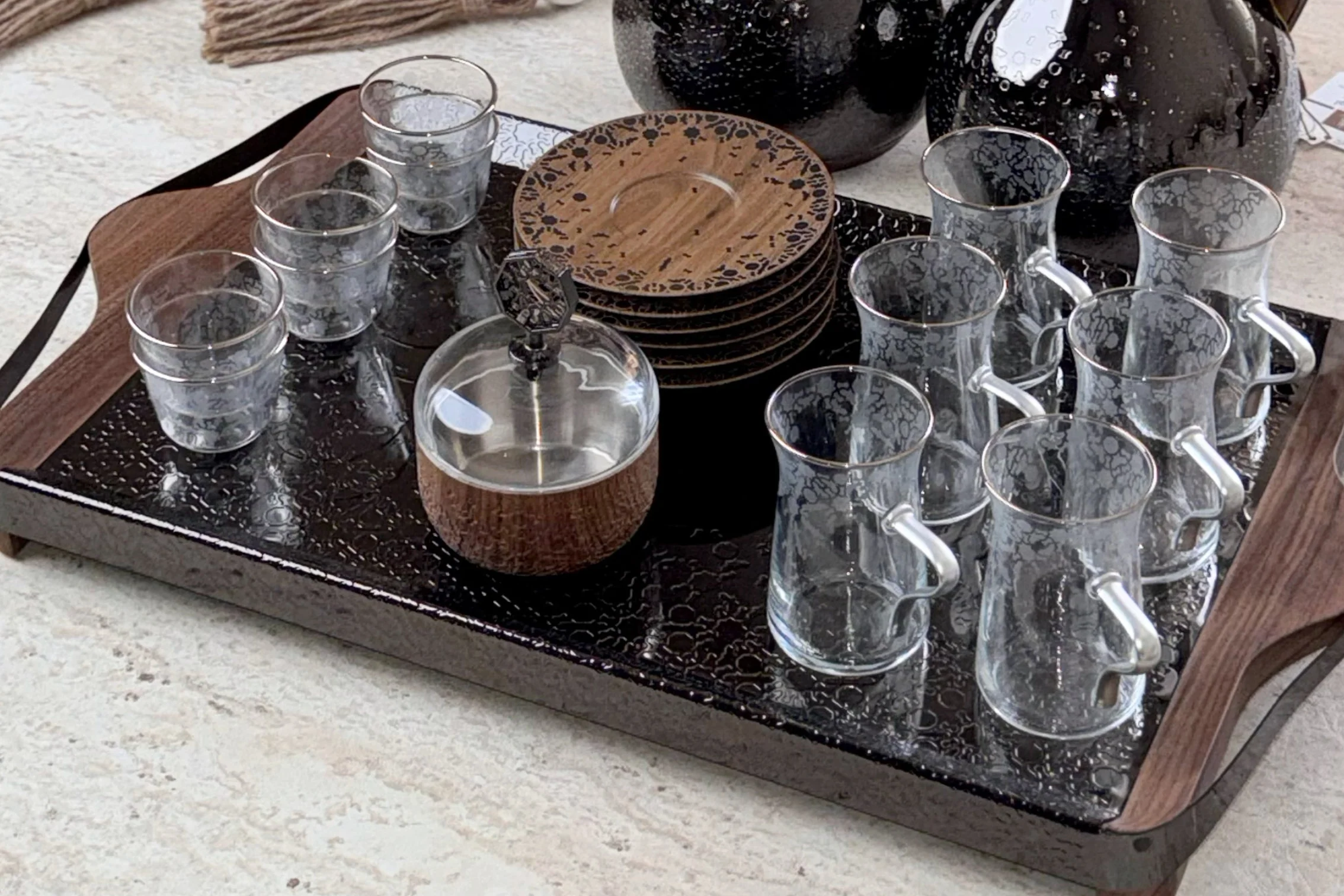Nourhan -  Tea Set (19-Pc) - Black Walnut - Image 7