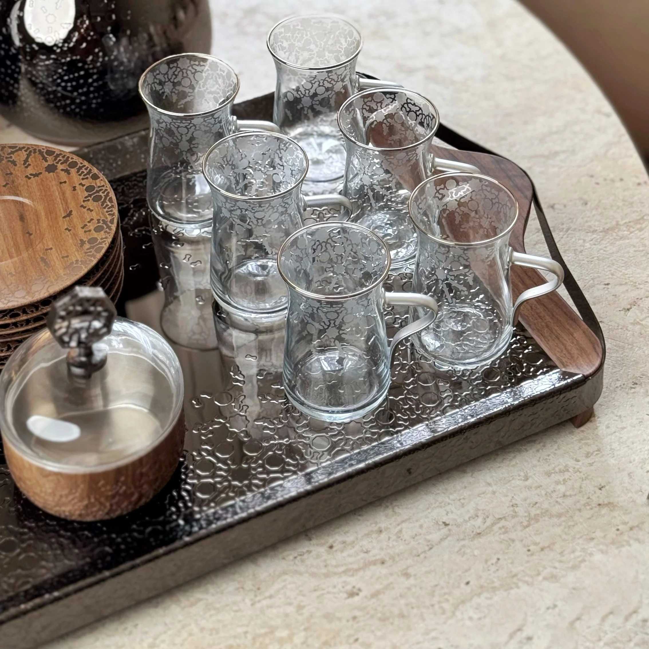 Nourhan -  Tea Set (19-Pc) - Black Walnut - Image 8