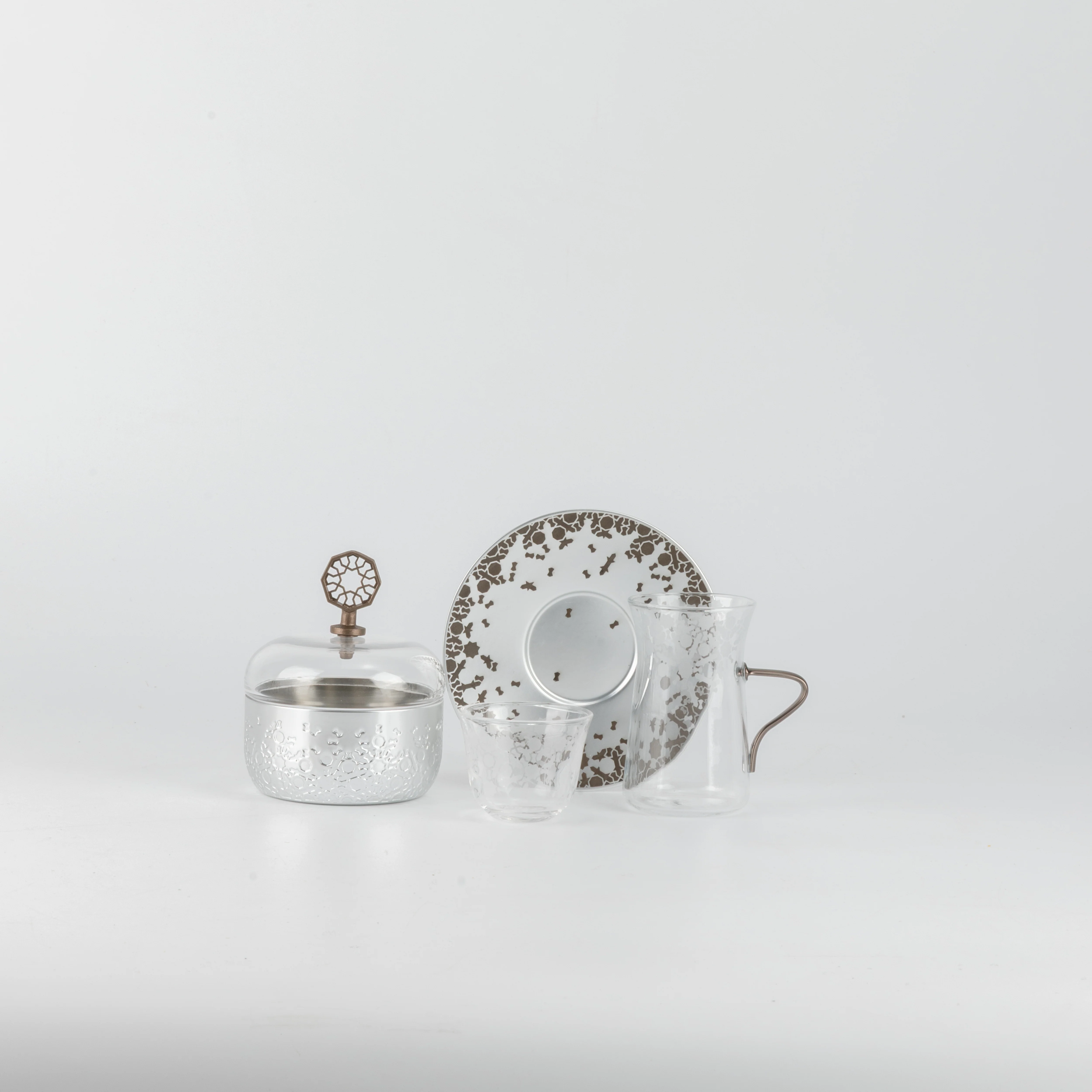 Nourhan -  Tea Set (19-Pc) - Bronze & Silver - Image 10