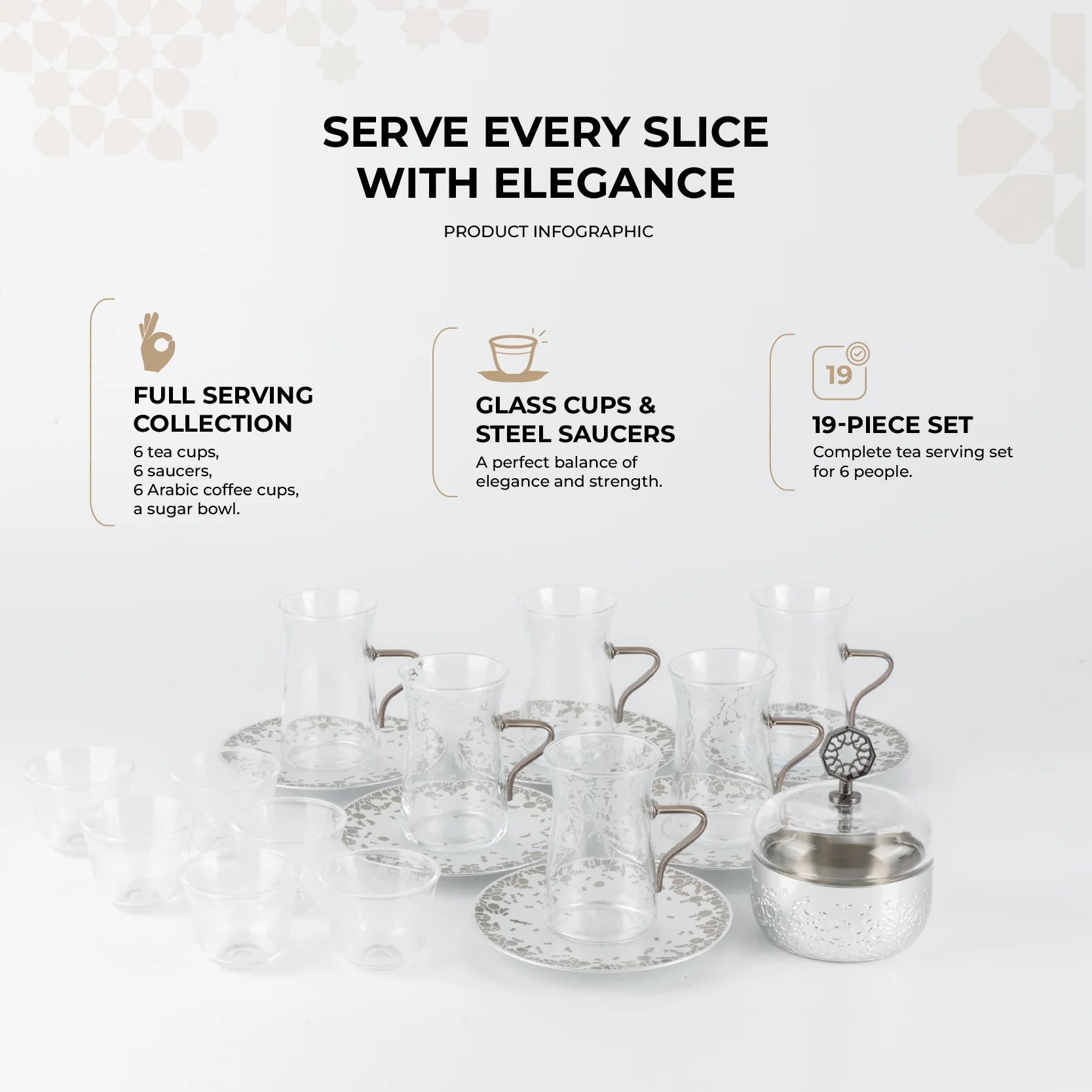 Nourhan -  Tea Set (19-Pc) - Silver - Image 2