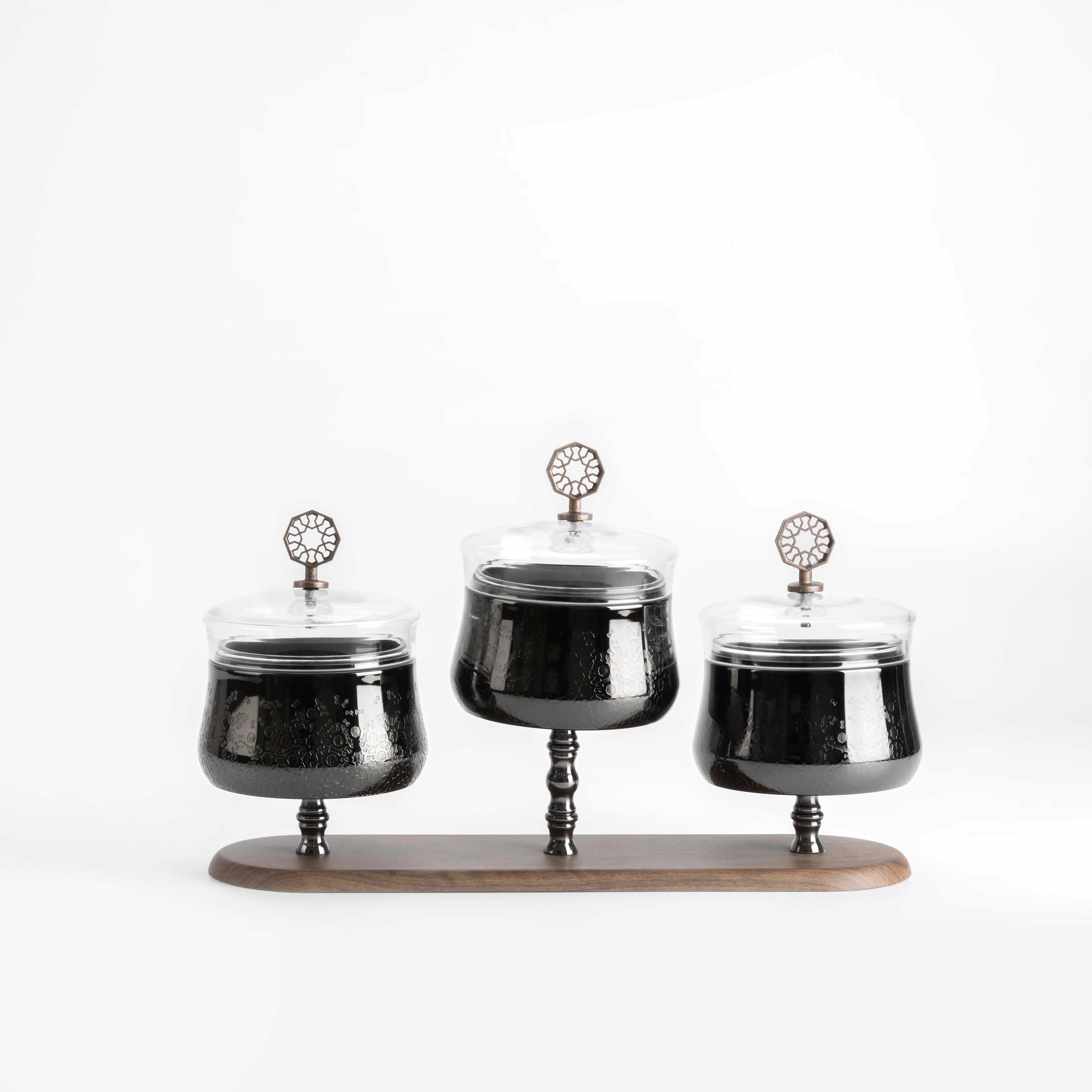 Nourhan - Triple Bowl Serving Set - Black Walnut - Image 6