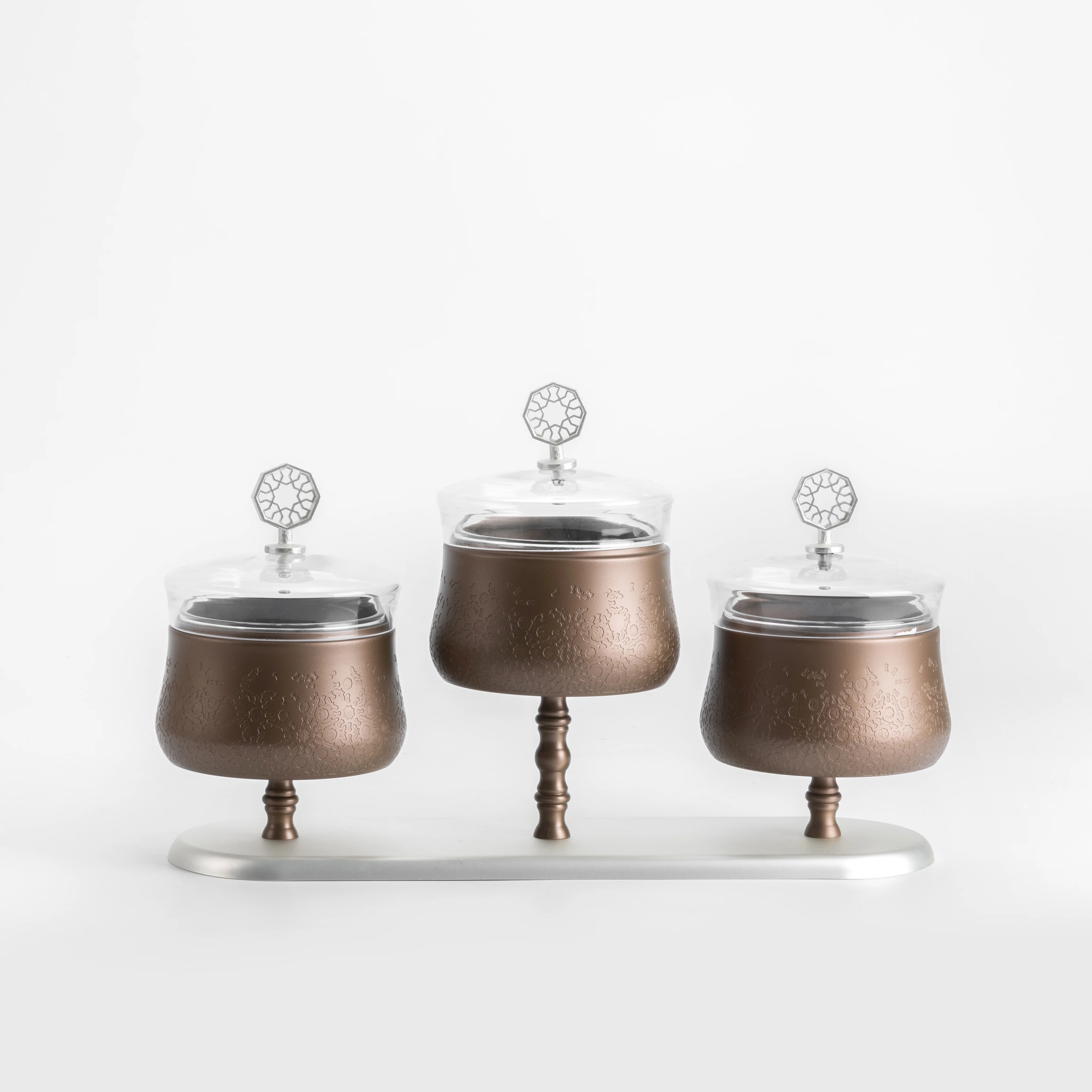 Nourhan - Triple Bowl Serving Set - Bronze & Silver - Image 6