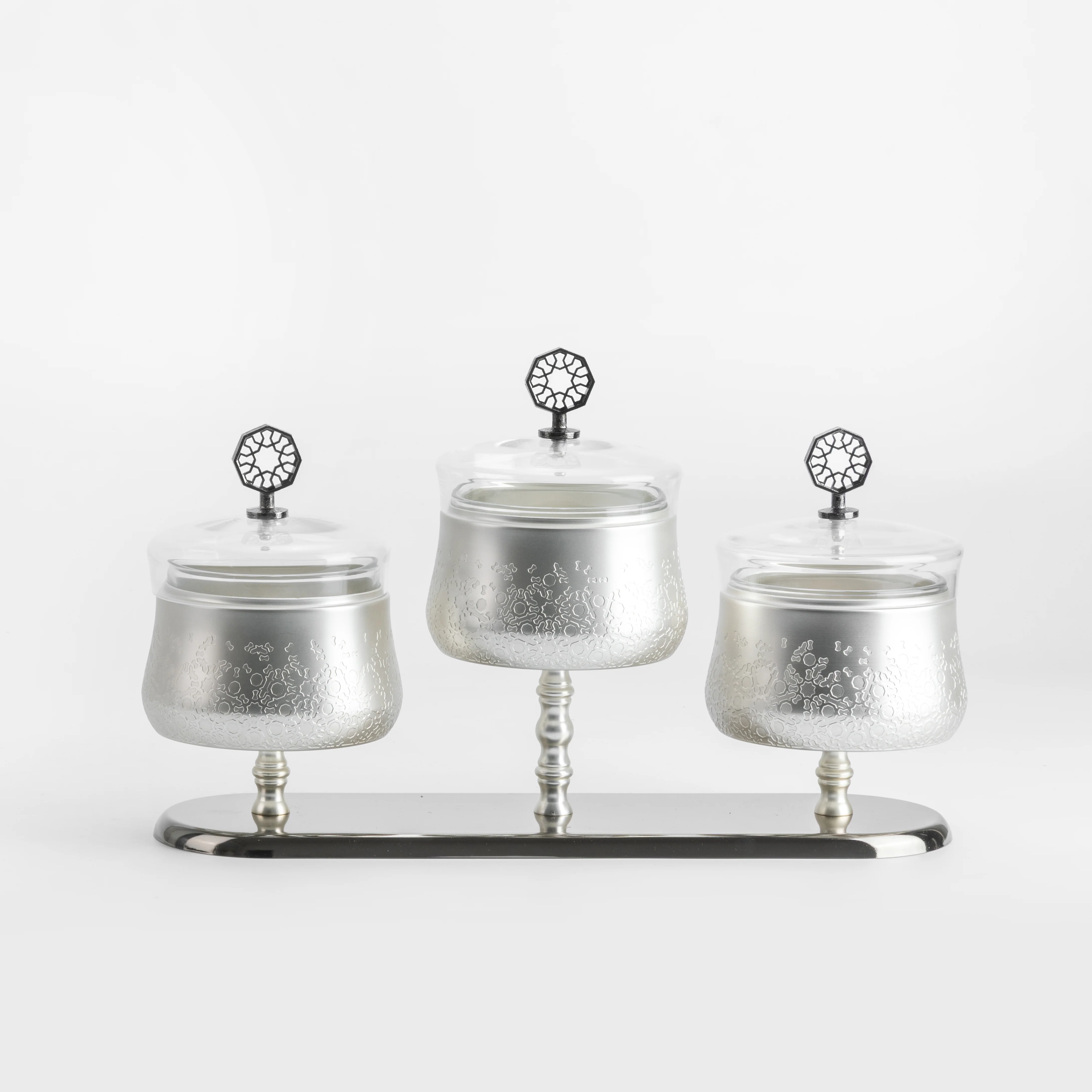 Nourhan - Triple Bowl Serving Set - Silver - Image 4