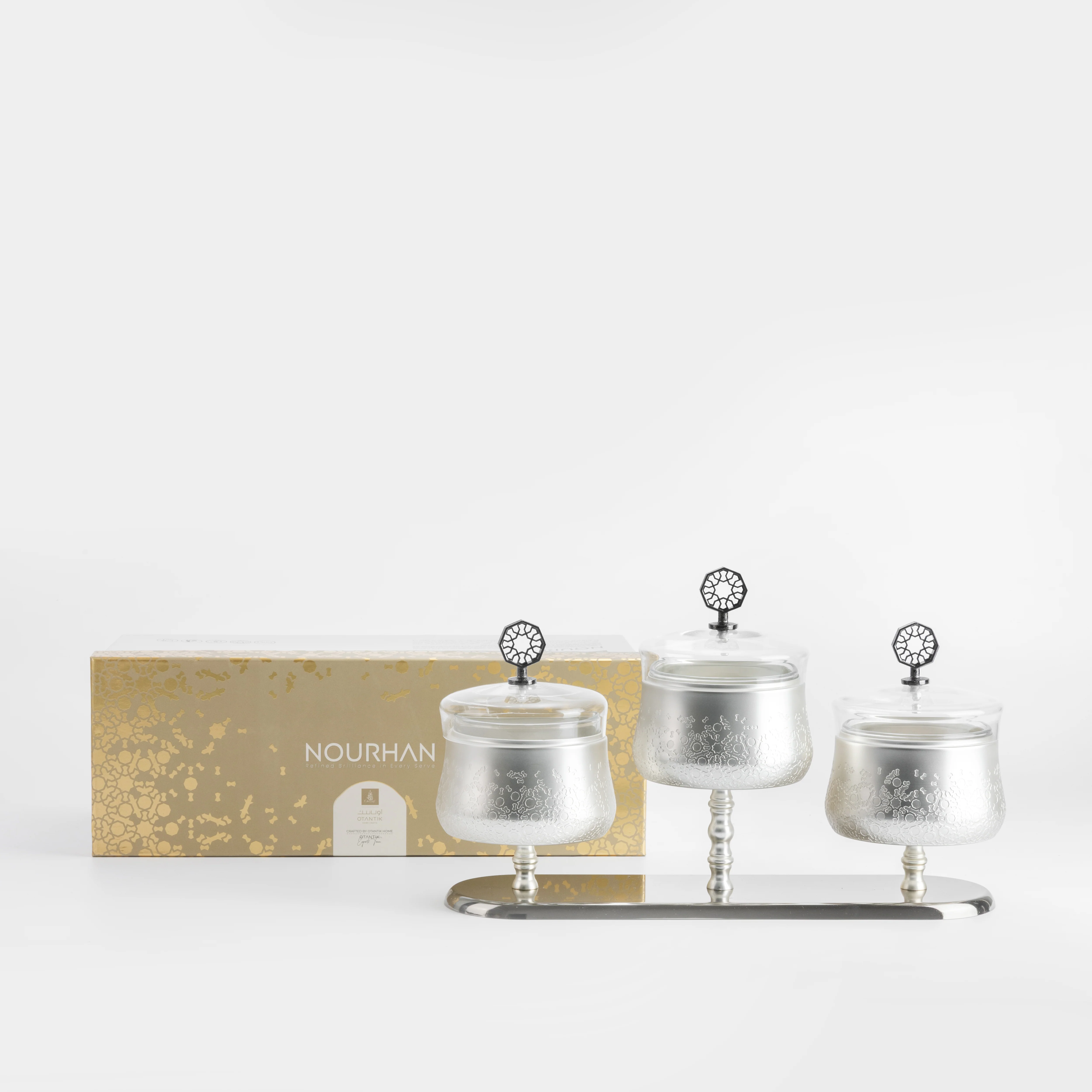 Nourhan - Triple Bowl Serving Set - Silver - Image 6