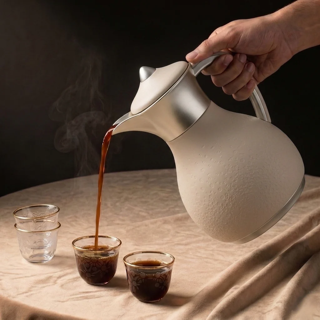 Nourhan - Vacuum Flask/Thermos - Beige & Matt Silver - Image 7