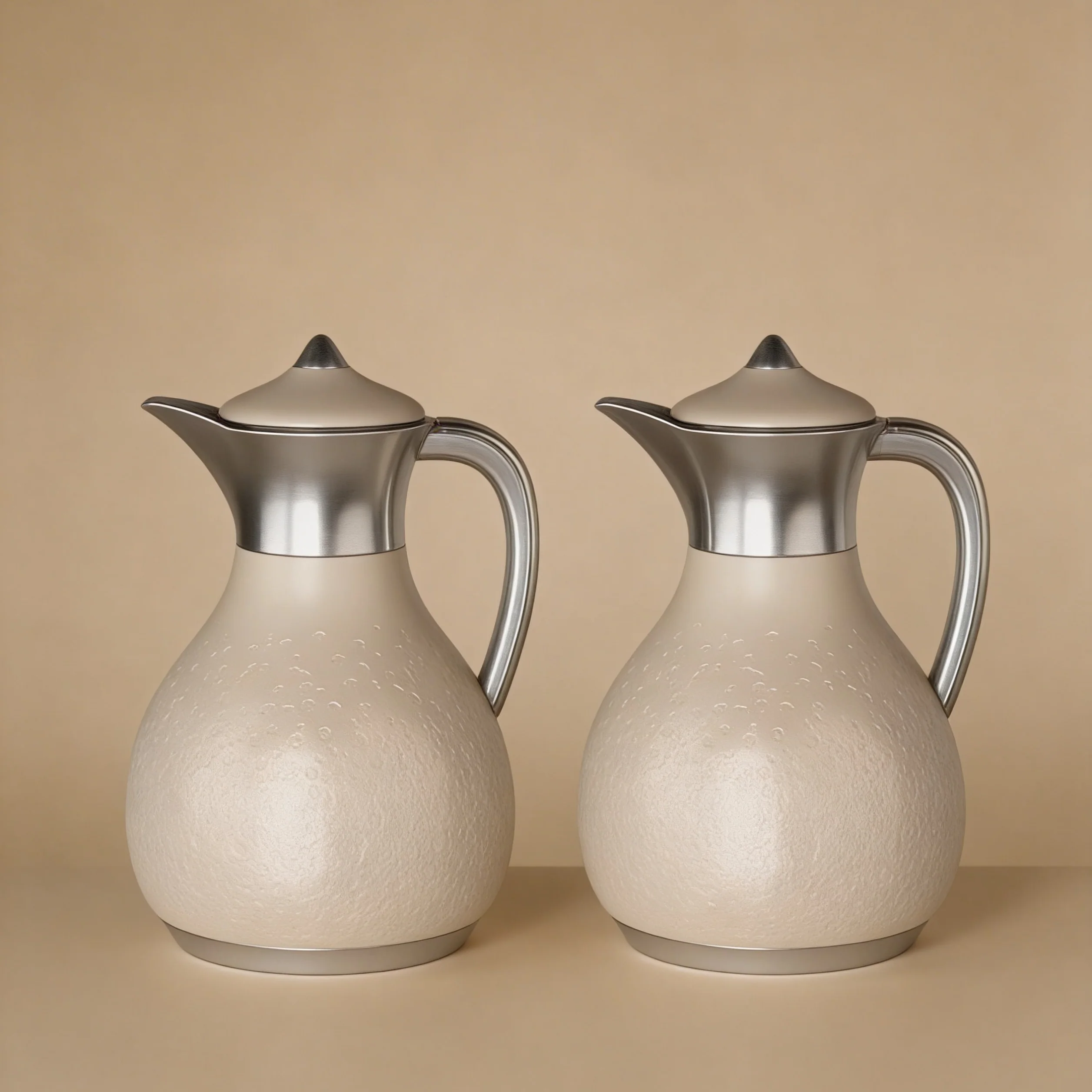 Nourhan - Vacuum Flask/Thermos - Beige & Matt Silver - Image 9