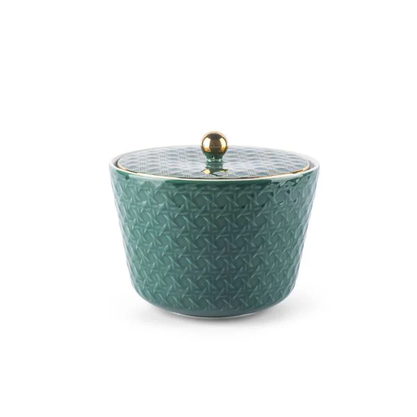 Rattan- Medium Date Bowl- Green & Gold - Image 3