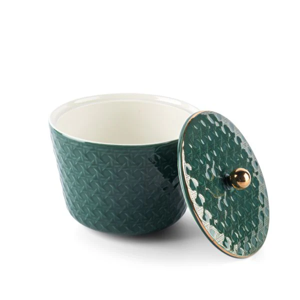 Rattan- Medium Date Bowl- Green & Gold - Image 4