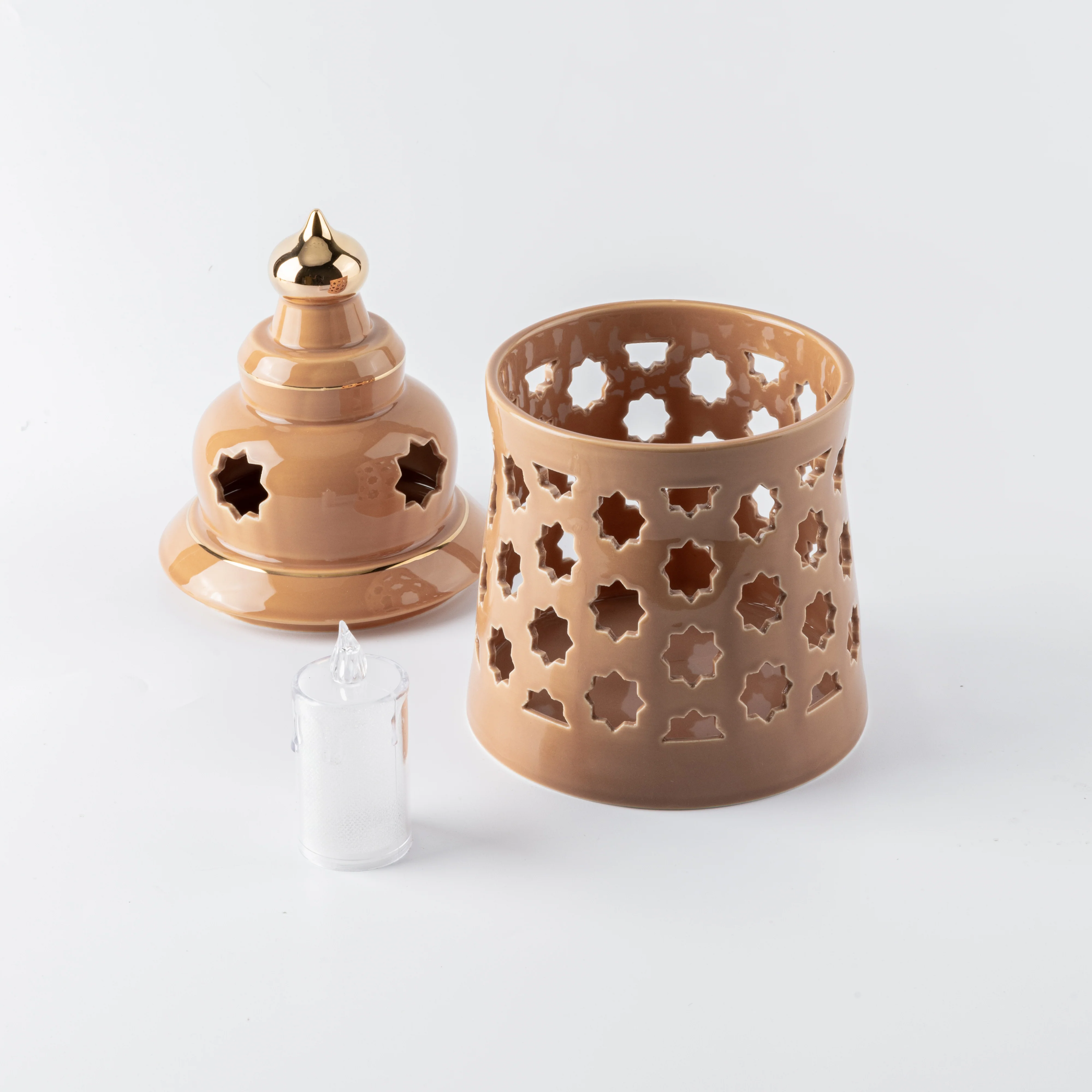 Rosette - Large Candle Holder - Orange & Gold - Image 4