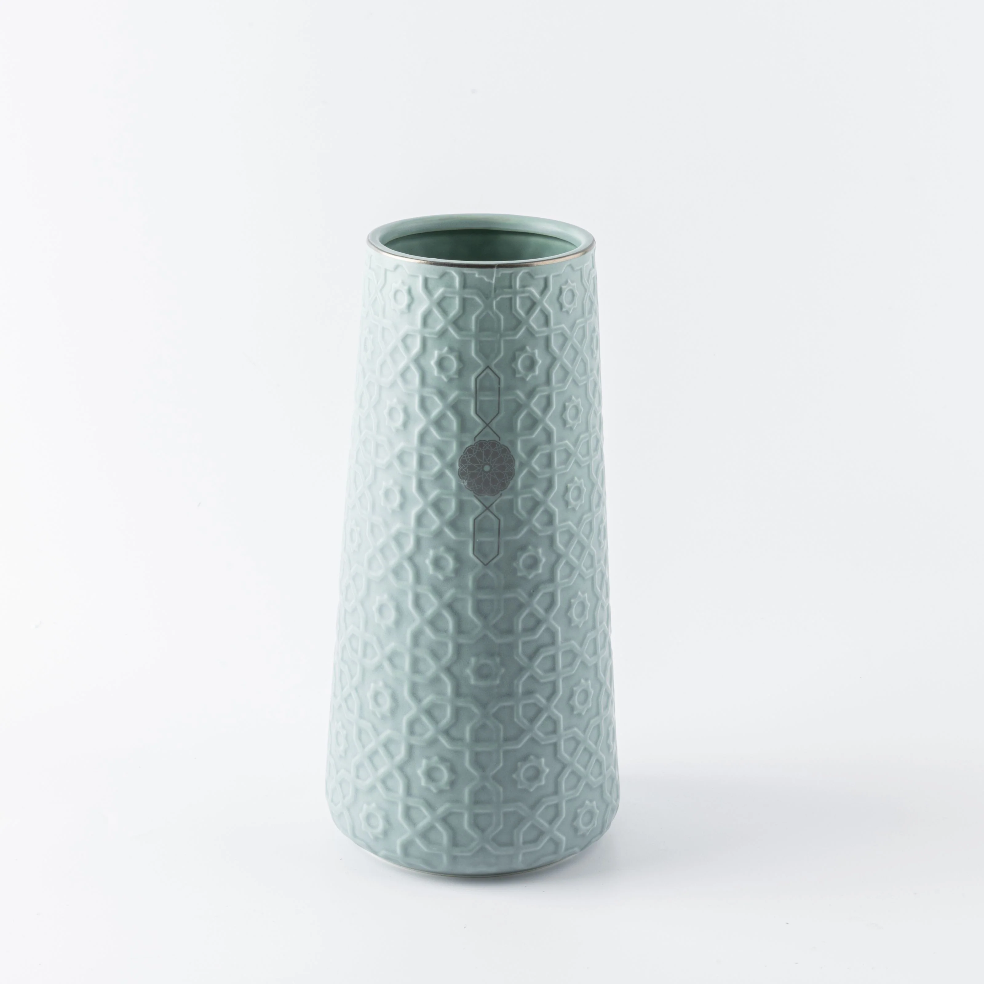 Rosette - Large Decorative Vase - Baby Blue & Silver - Image 3