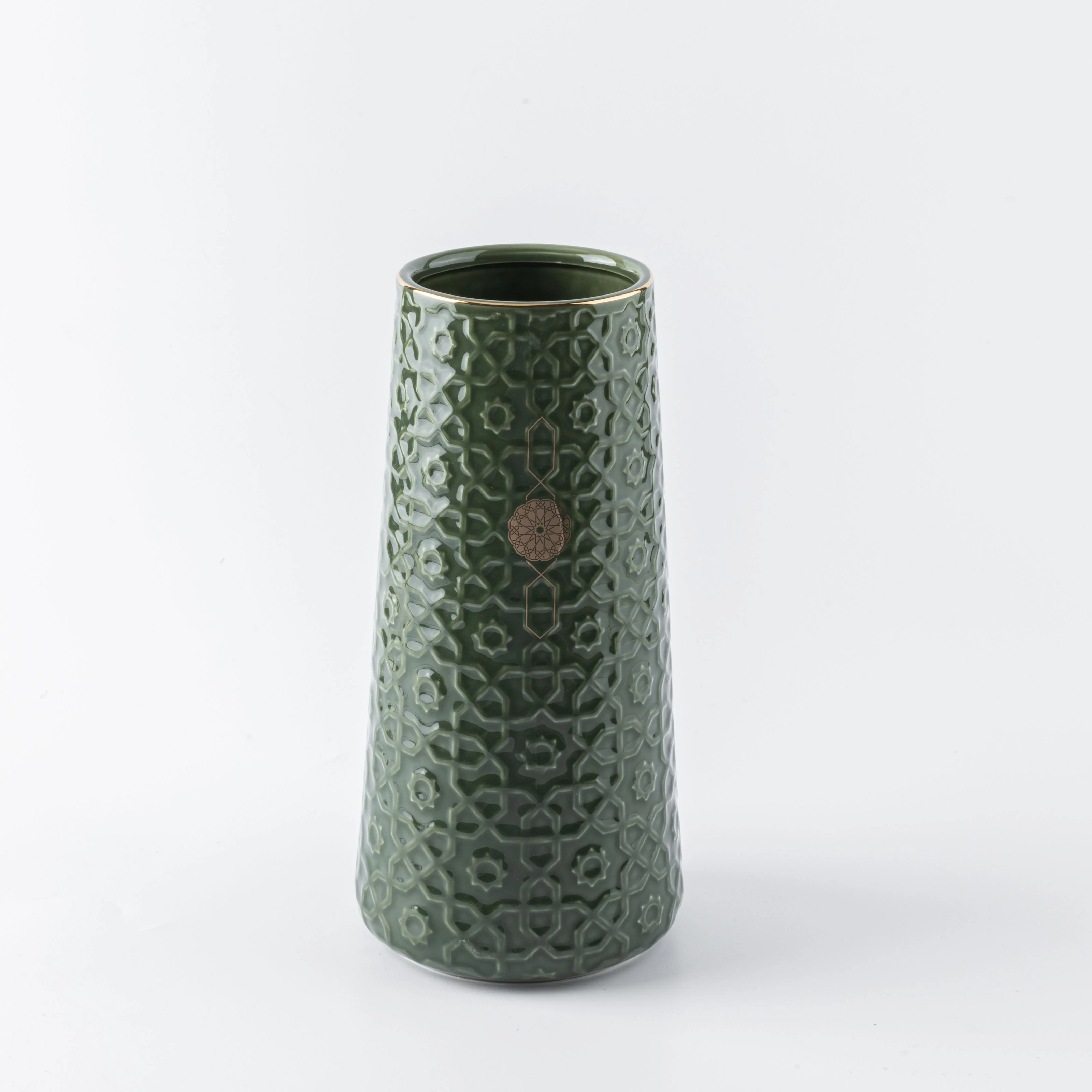 Rosette - Large Decorative Vase - Green & Gold - Image 3
