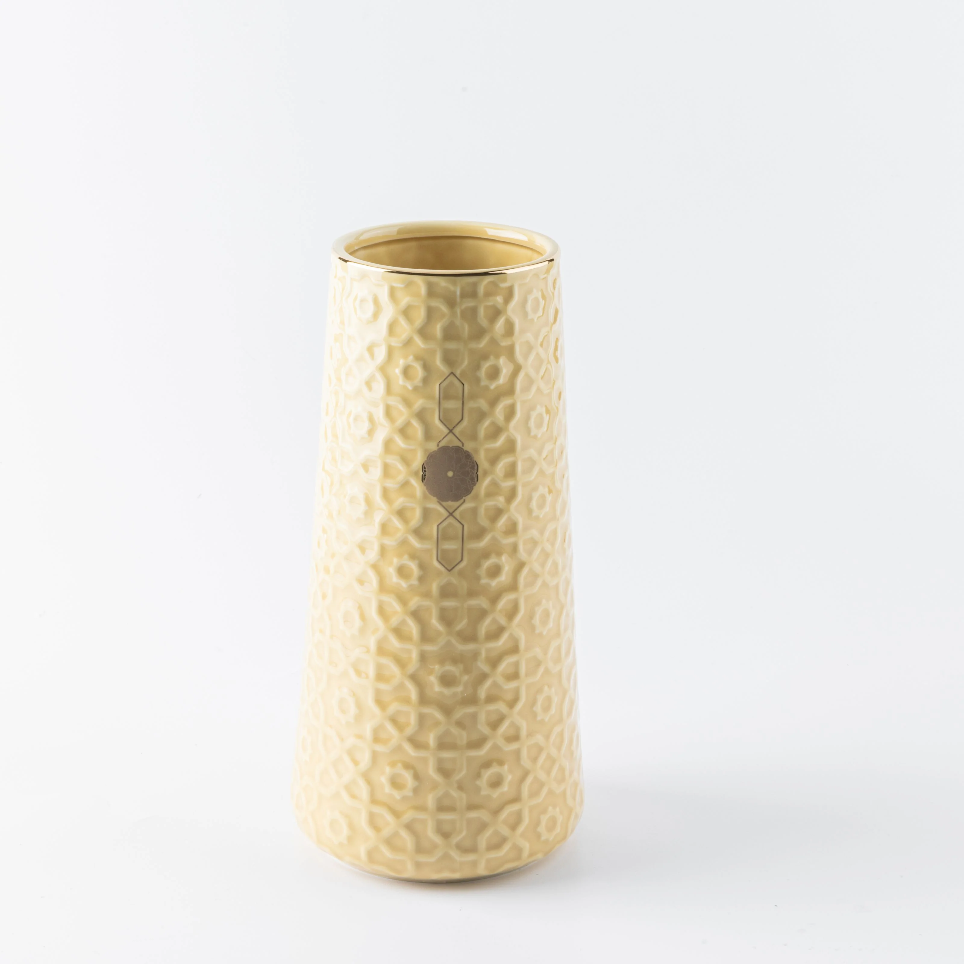 Rosette - Large Decorative Vase - Ivory & Gold - Image 3