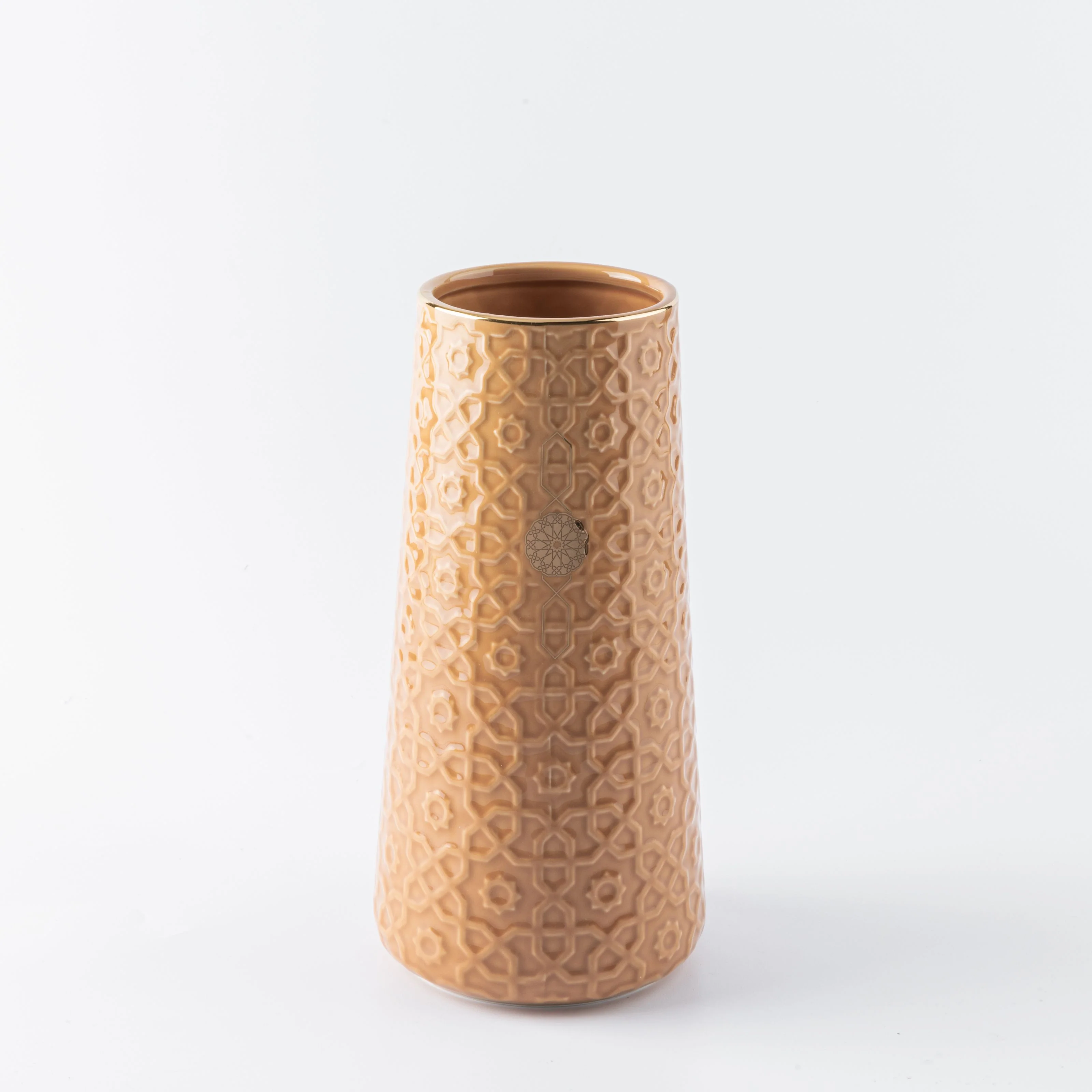 Rosette - Large Decorative Vase - Orange & Gold - Image 3