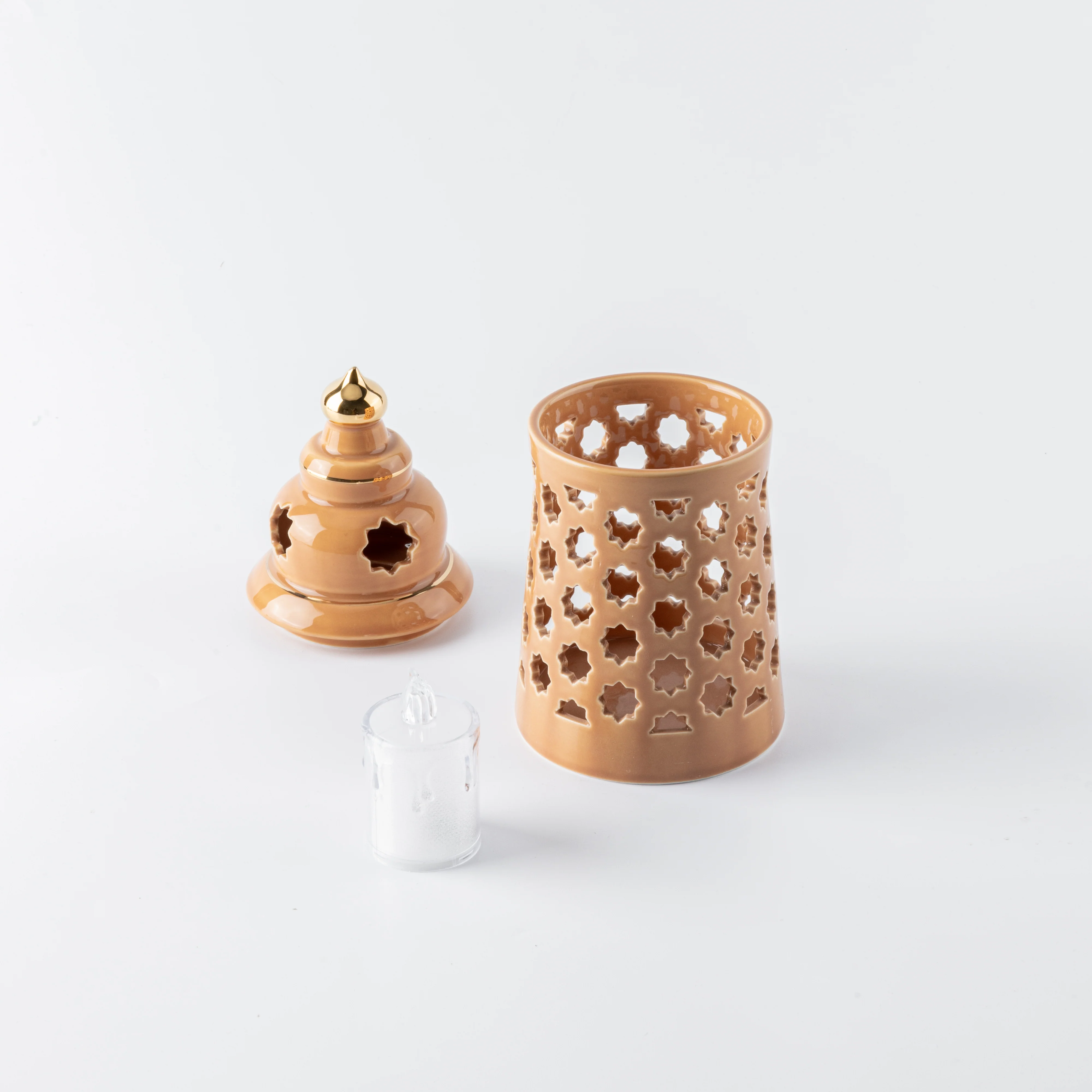 Rosette - Medium Candle Holder - Orange & Gold - Image 4