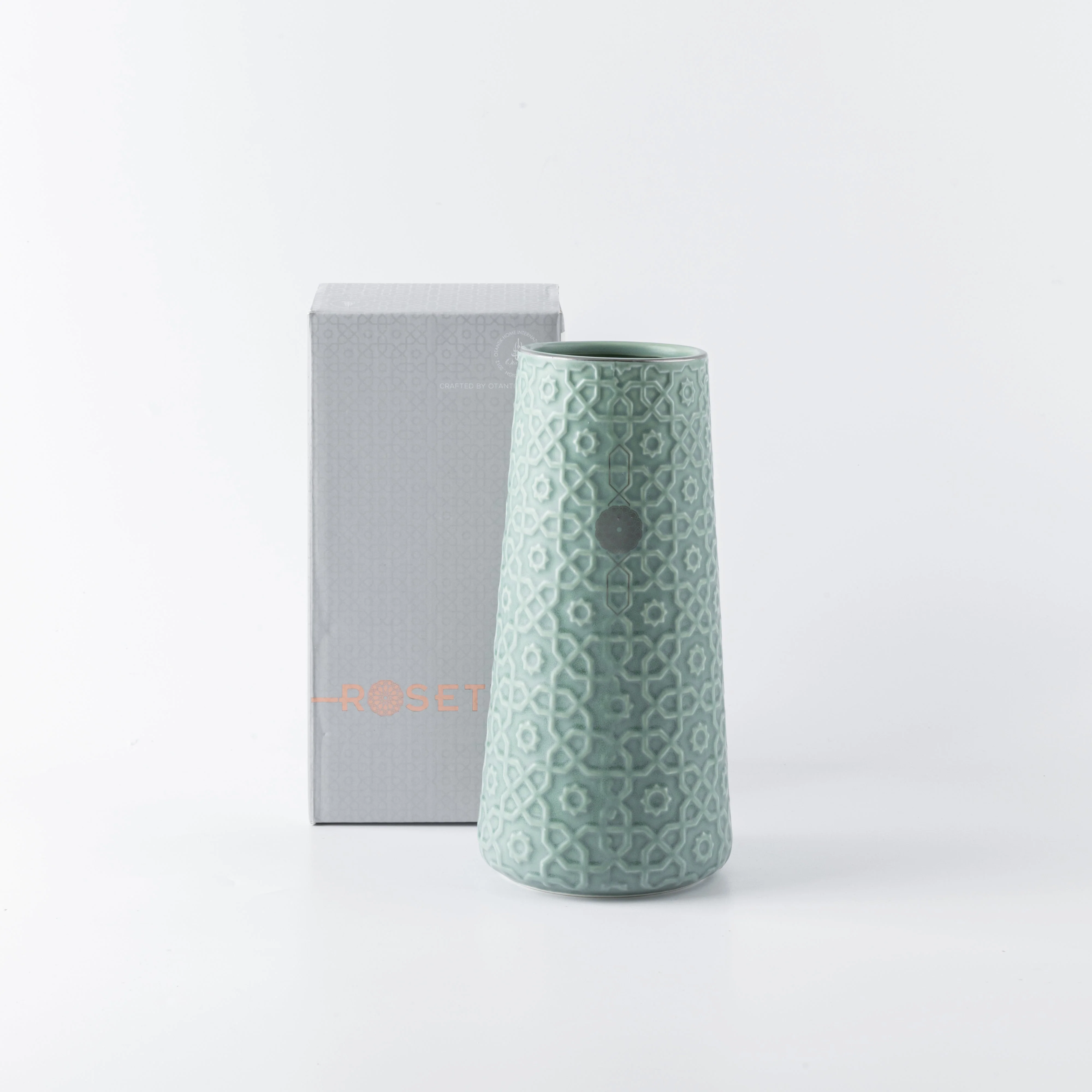 Rosette - Medium Decorative Vase - Baby Blue & Silver - Image 2