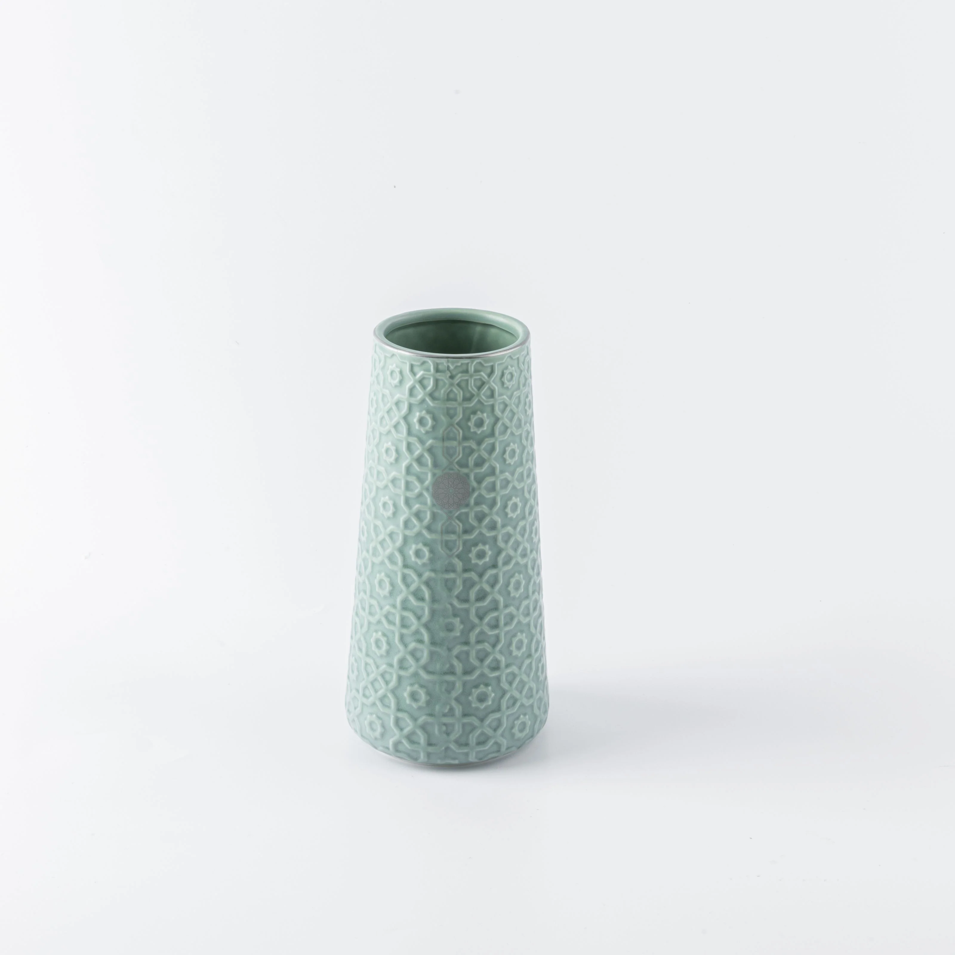 Rosette - Medium Decorative Vase - Baby Blue & Silver - Image 3