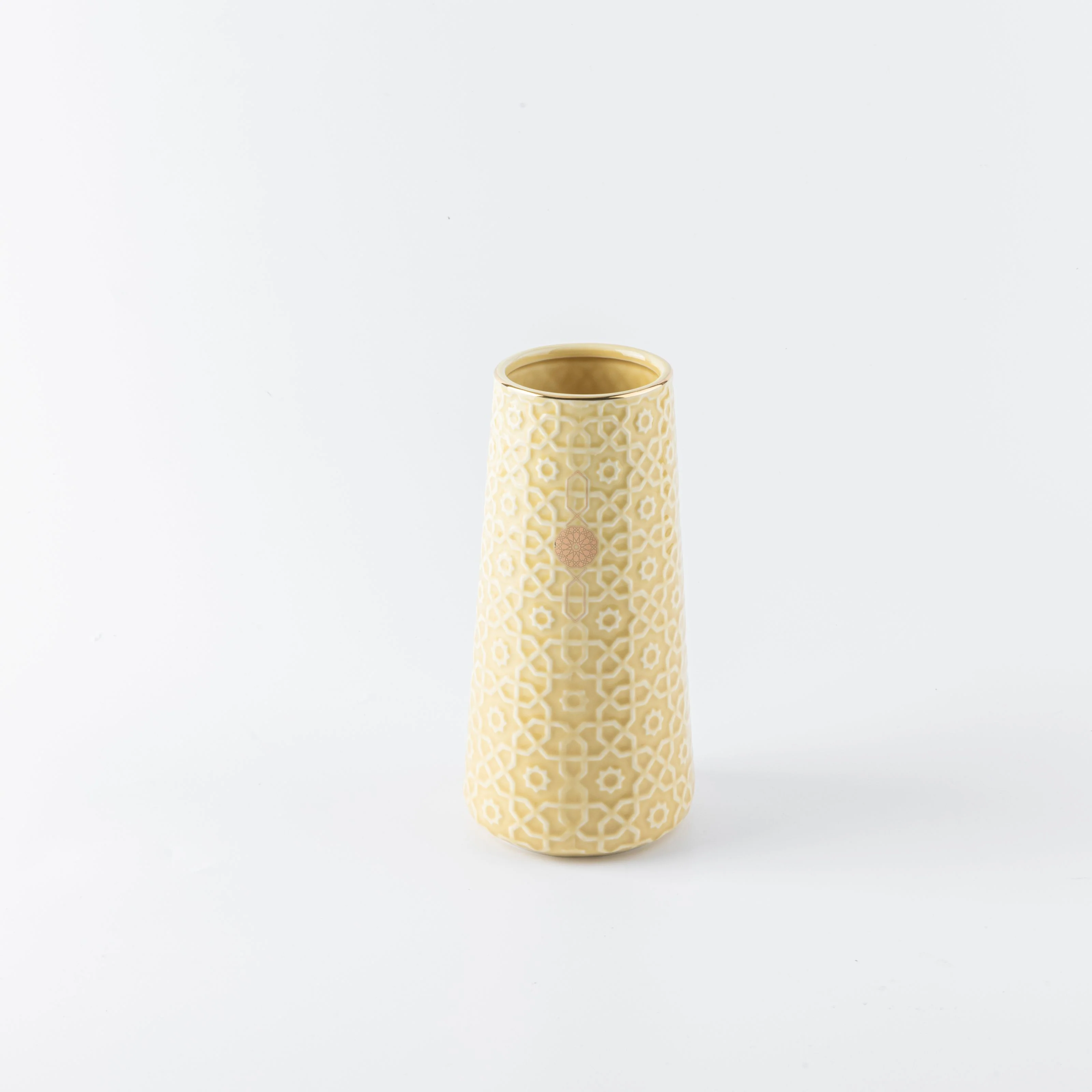 Rosette - Medium Decorative Vase - Ivory & Gold - Image 3