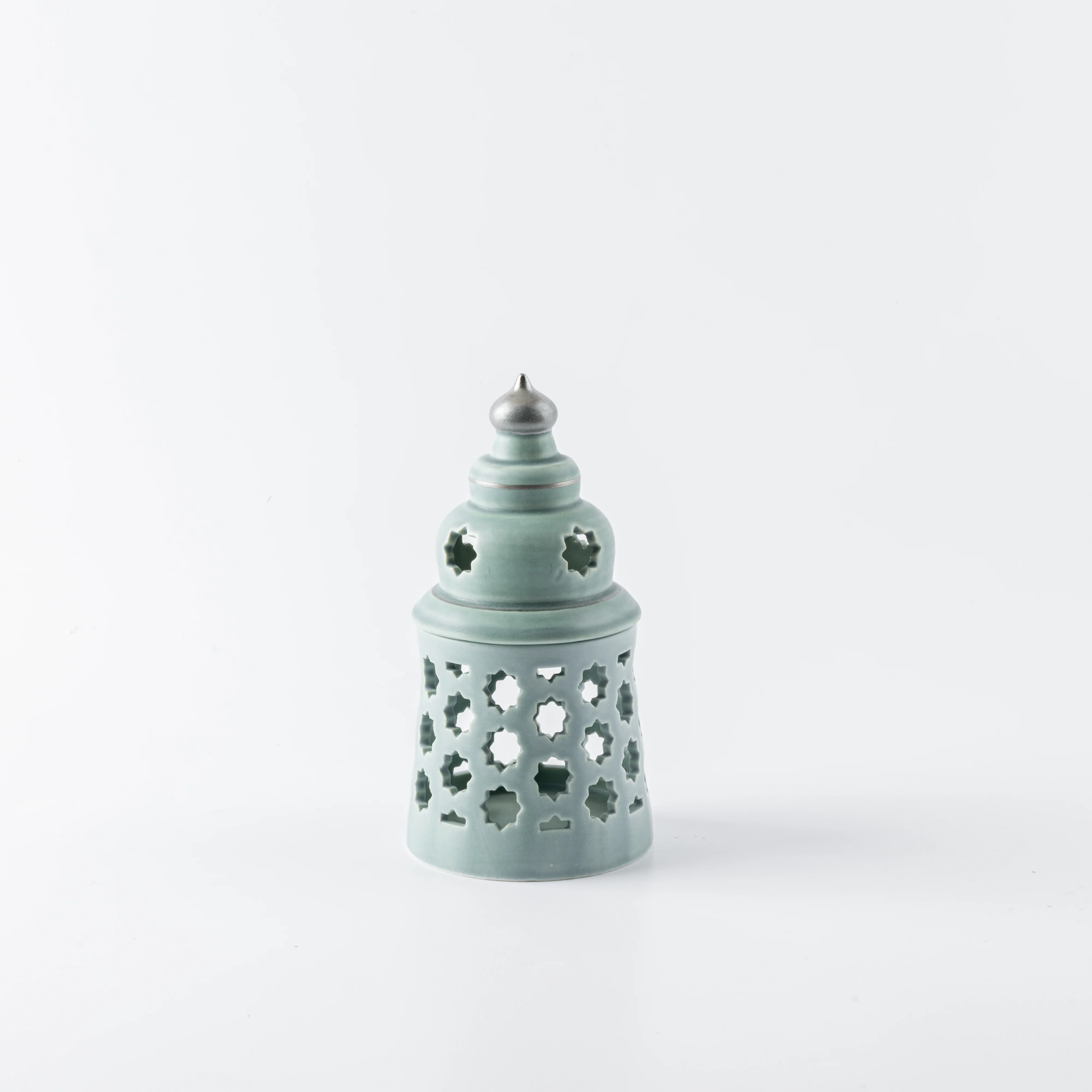Rosette - Small Candle Holder - Baby Blue & Silver - Image 3